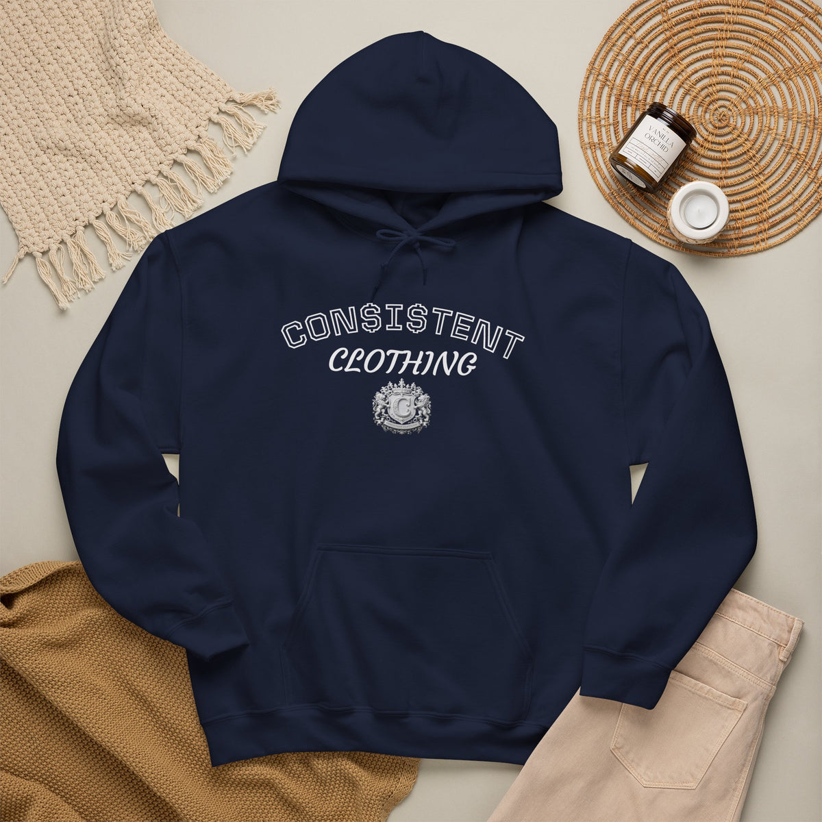 Consistent Clothing Crest Hoodie — Vintage Collegiate Logo Pullover