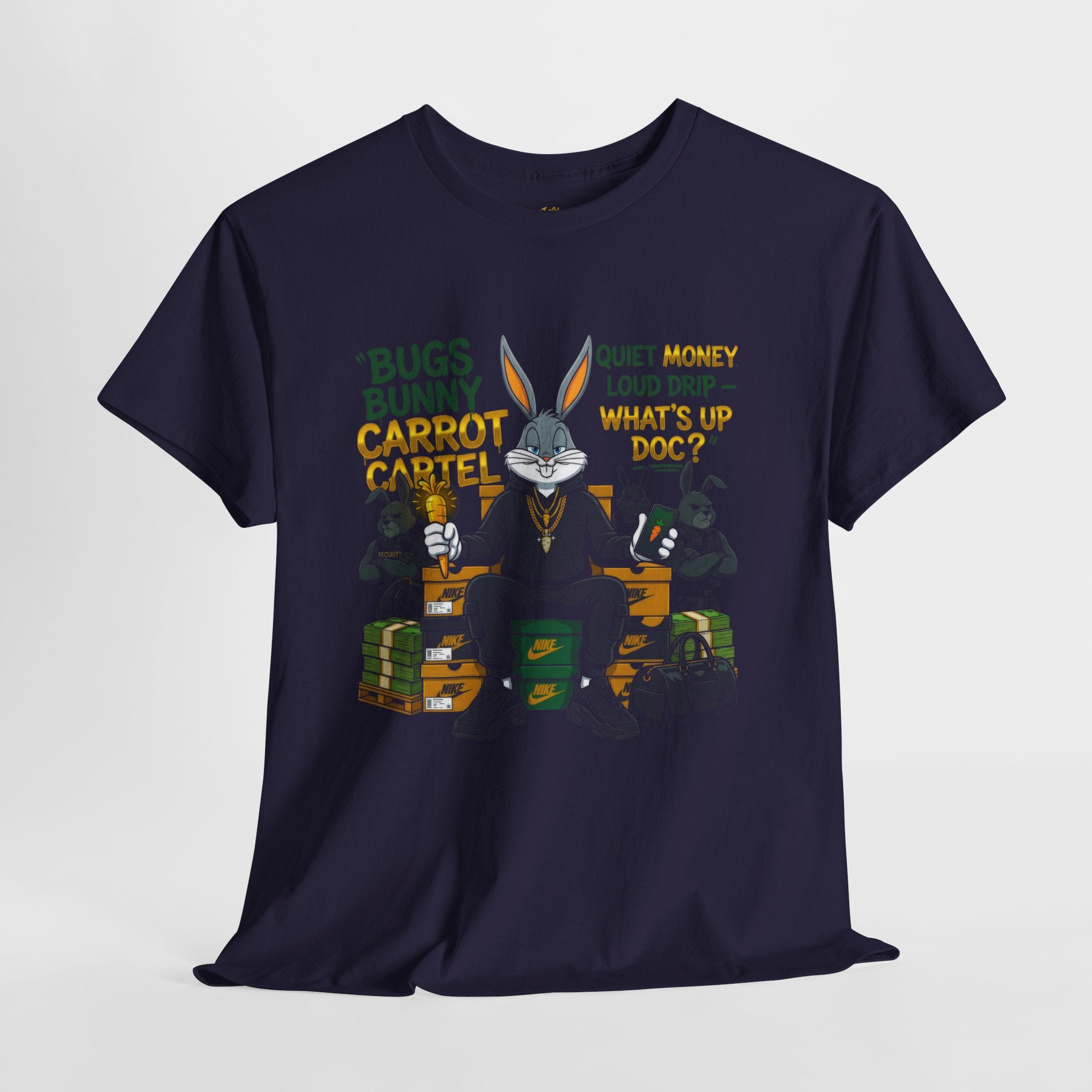 Bunny Carrot Cartel Graphic Tee – "What's Up Doc?" Money Heist Style T-Shirt