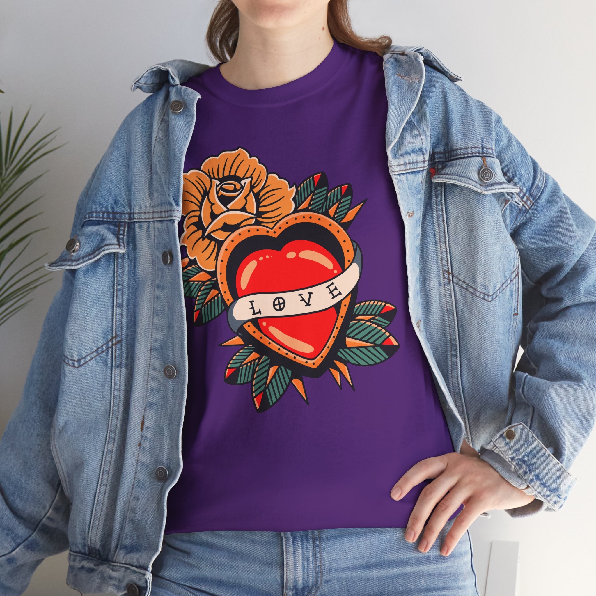 Love Heart Tattoo Tee — Retro Floral Graphic T-Shirt