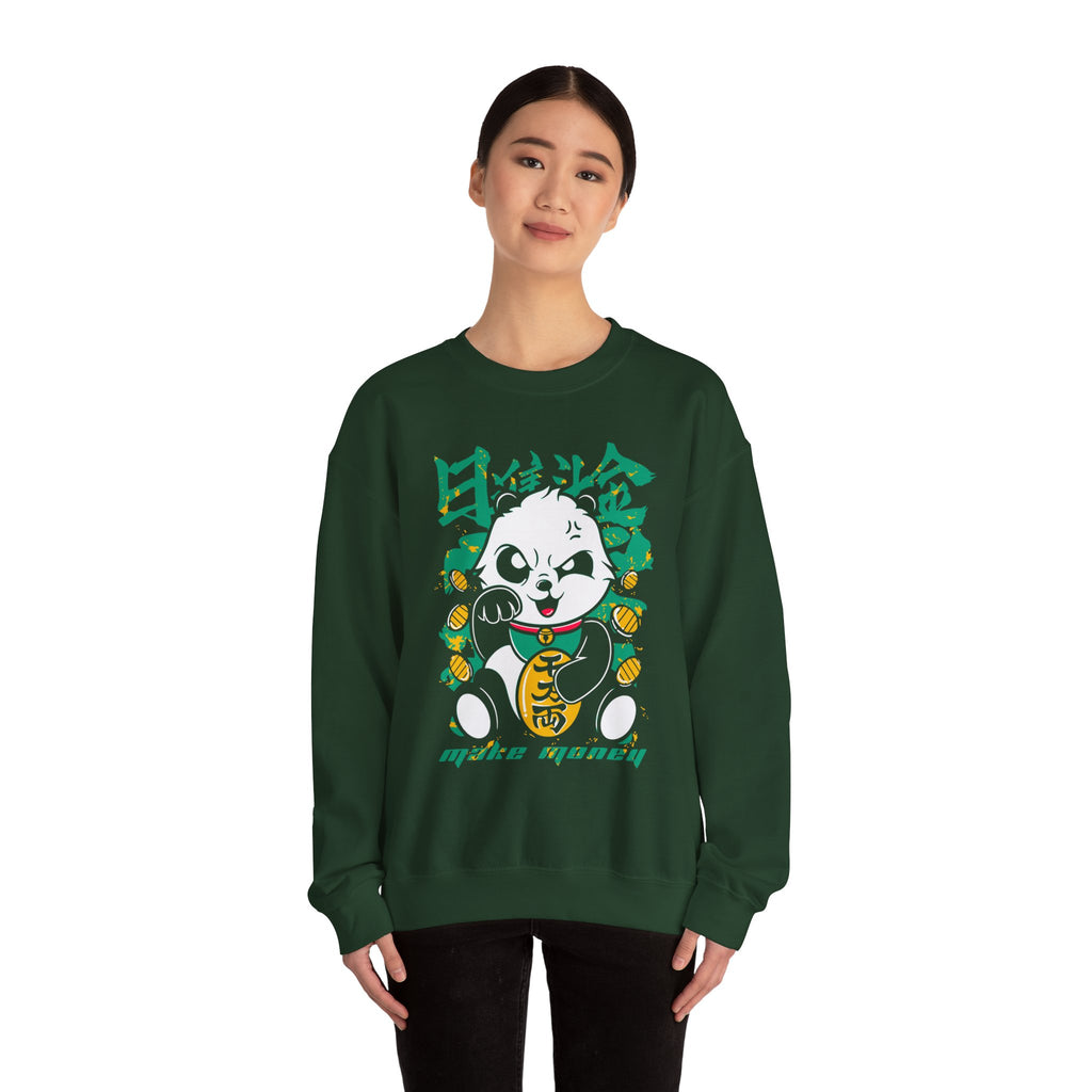 Lucky Panda Crewneck sweatshirt | Maneki Neko inspired design