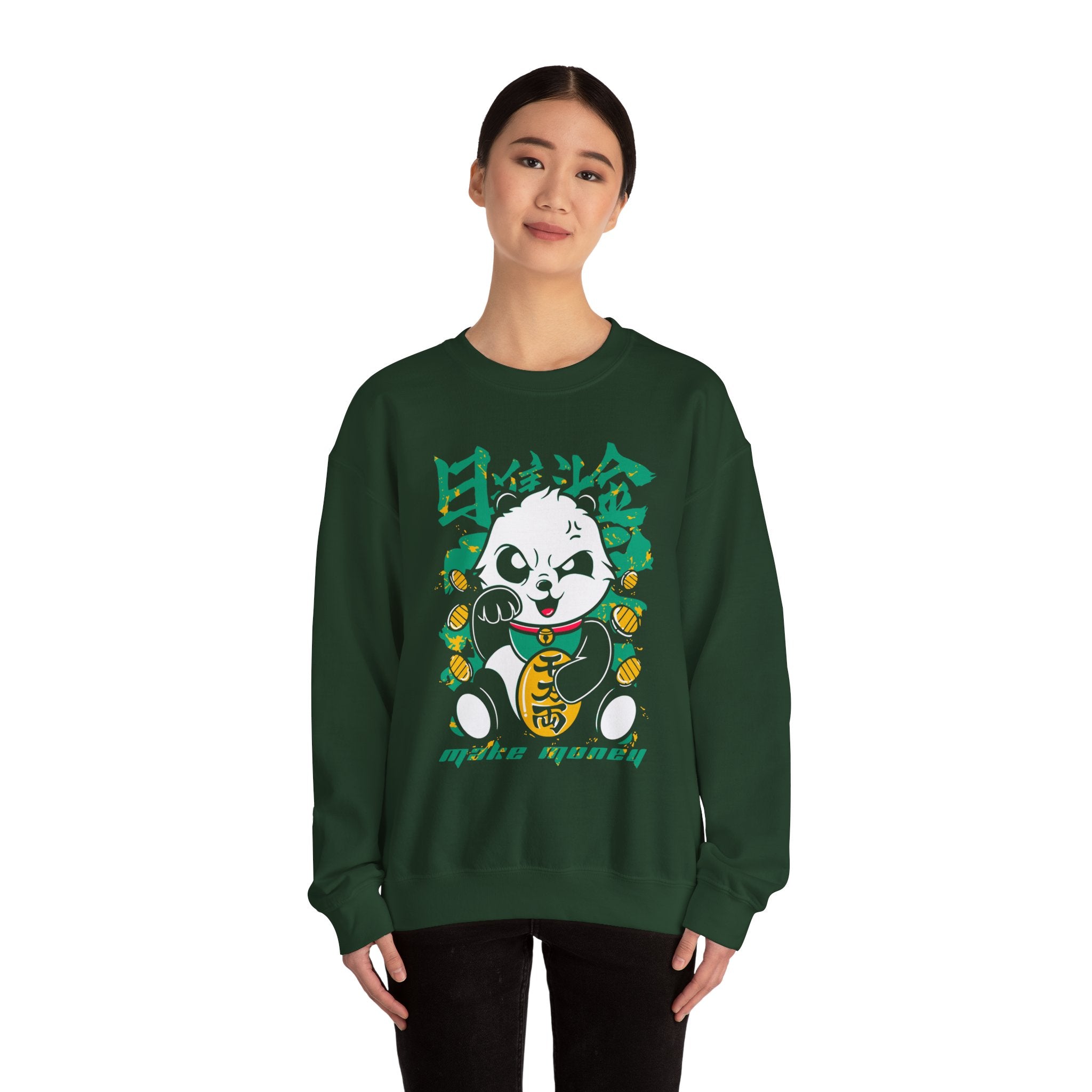 Lucky Panda Crewneck sweatshirt | Maneki Neko inspired design
