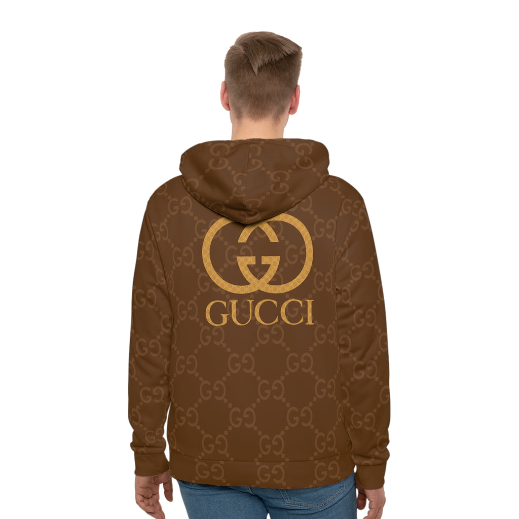 Gold GG Logo Pattern Hoodie | Brown