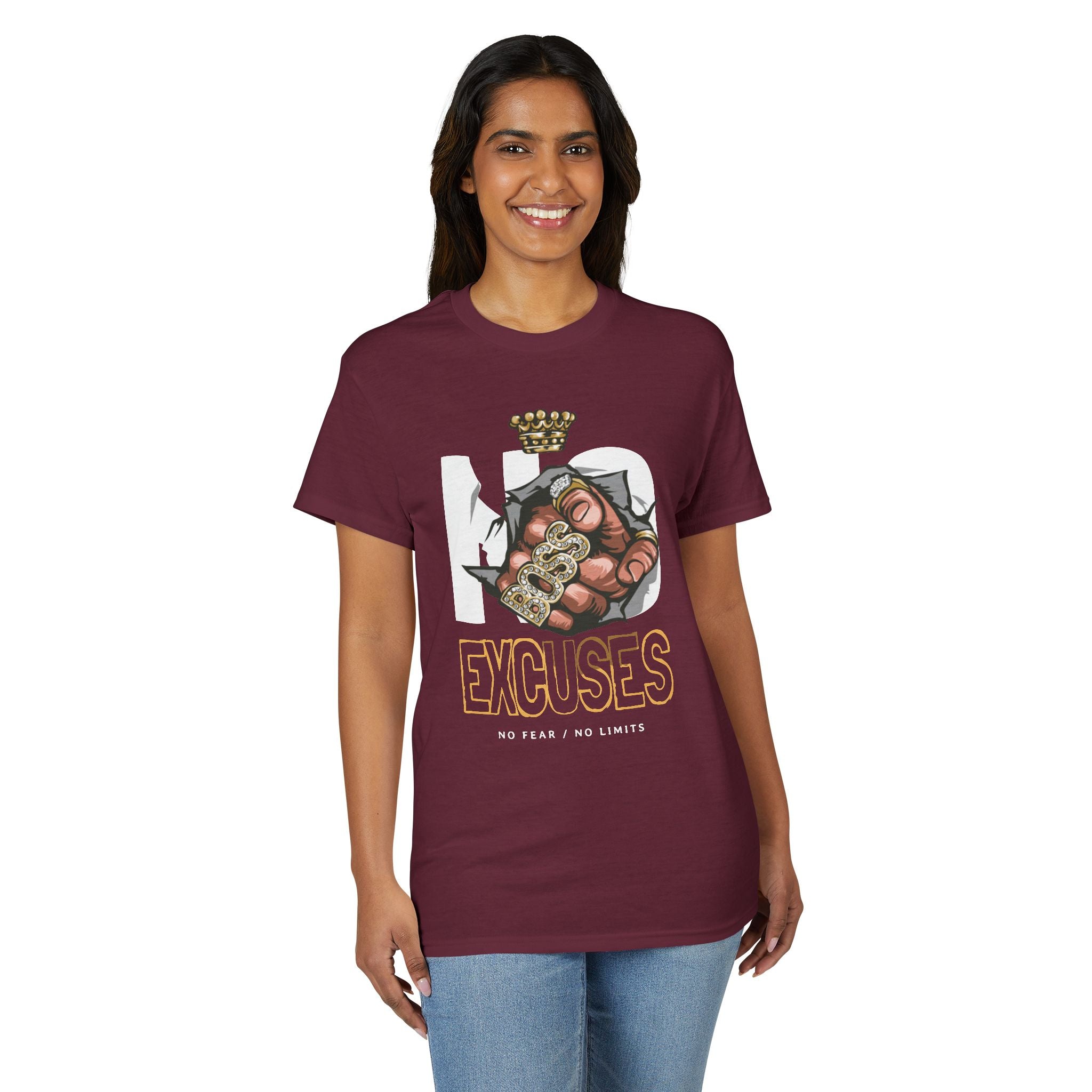 No Excuses T-Shirt – Motivational 'No Fear, No Limits' Graphic Tee