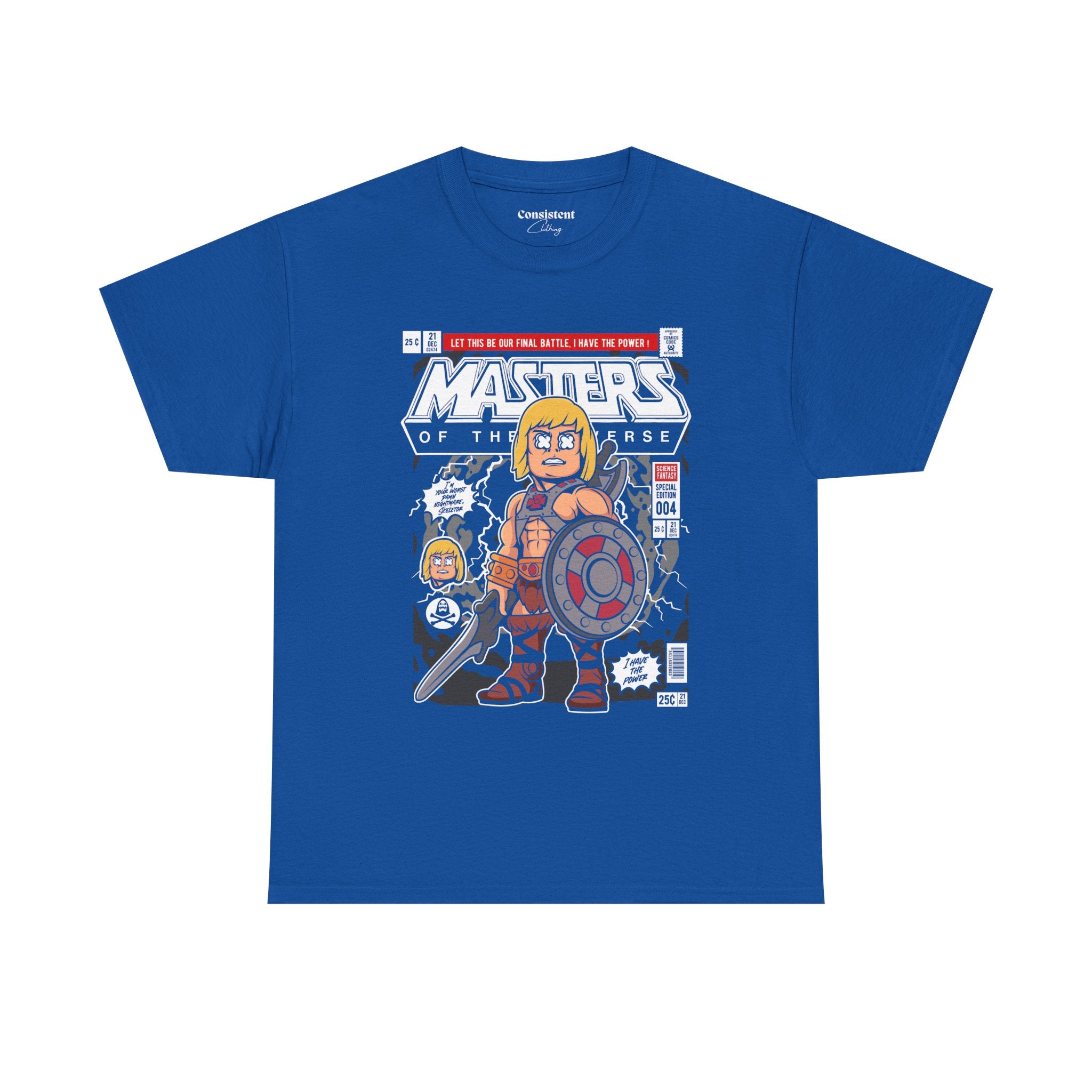 Retro Cartoon He-Man Warrior Graphic T-Shirt