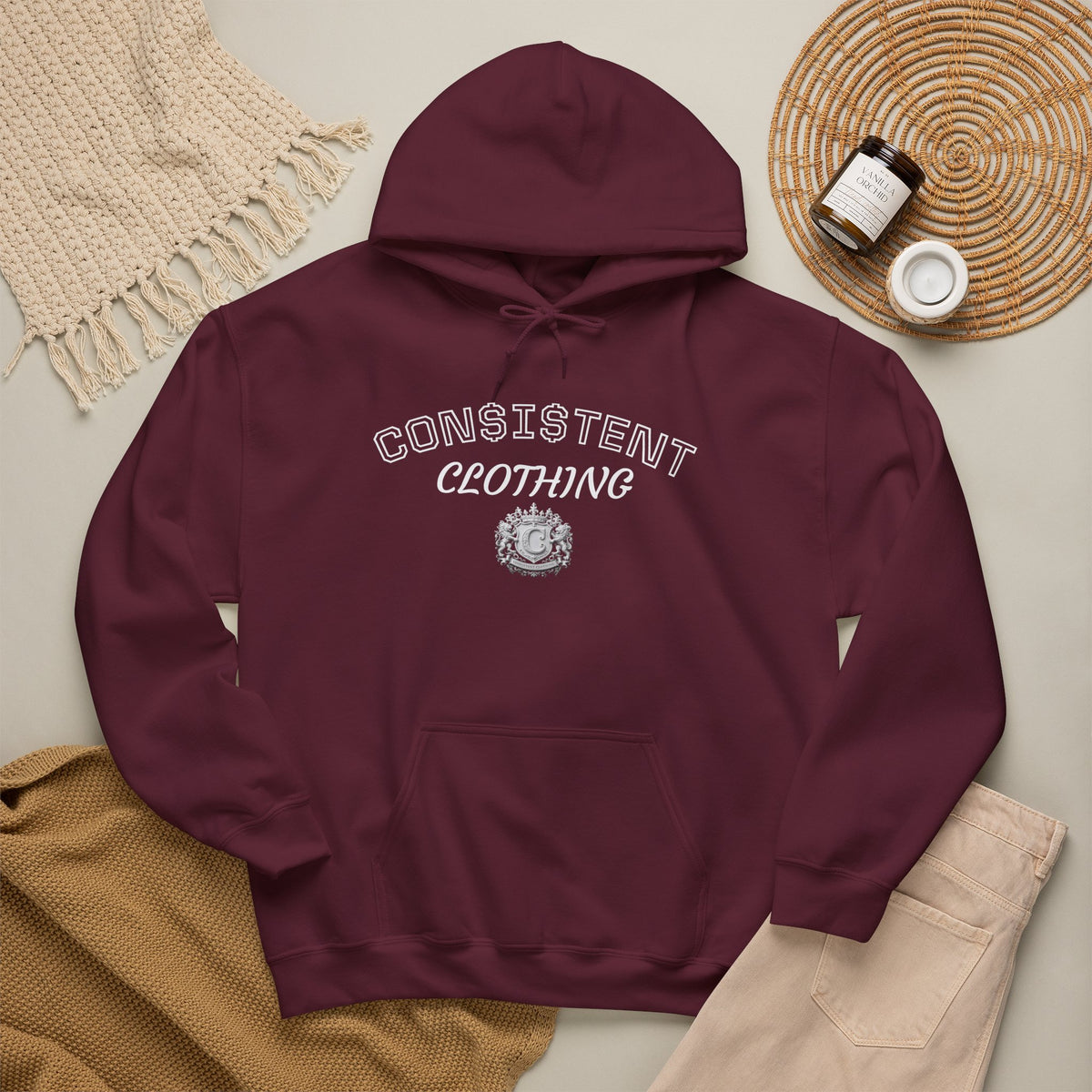 Consistent Clothing Crest Hoodie — Vintage Collegiate Logo Pullover