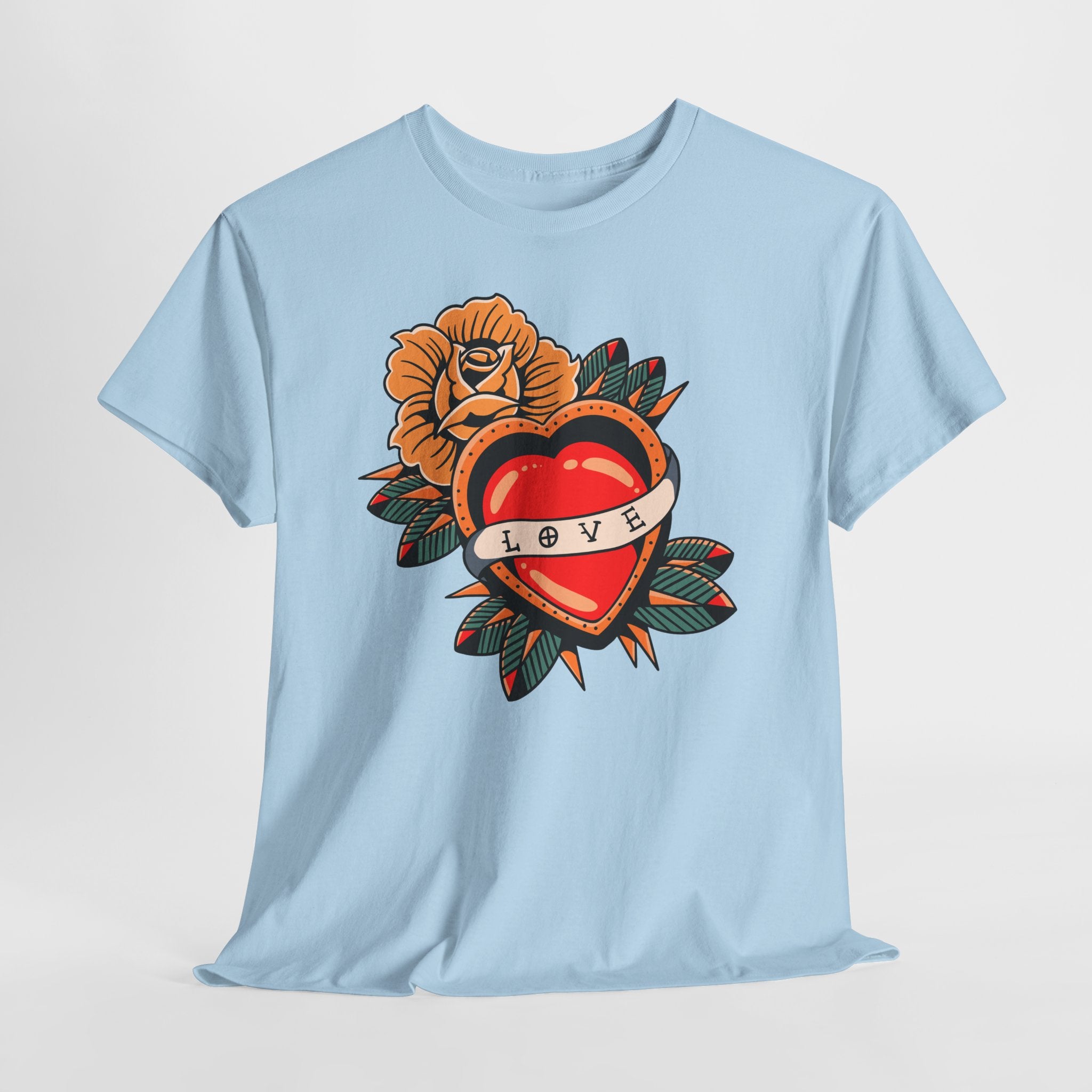 Love Heart Tattoo Tee — Retro Floral Graphic T-Shirt