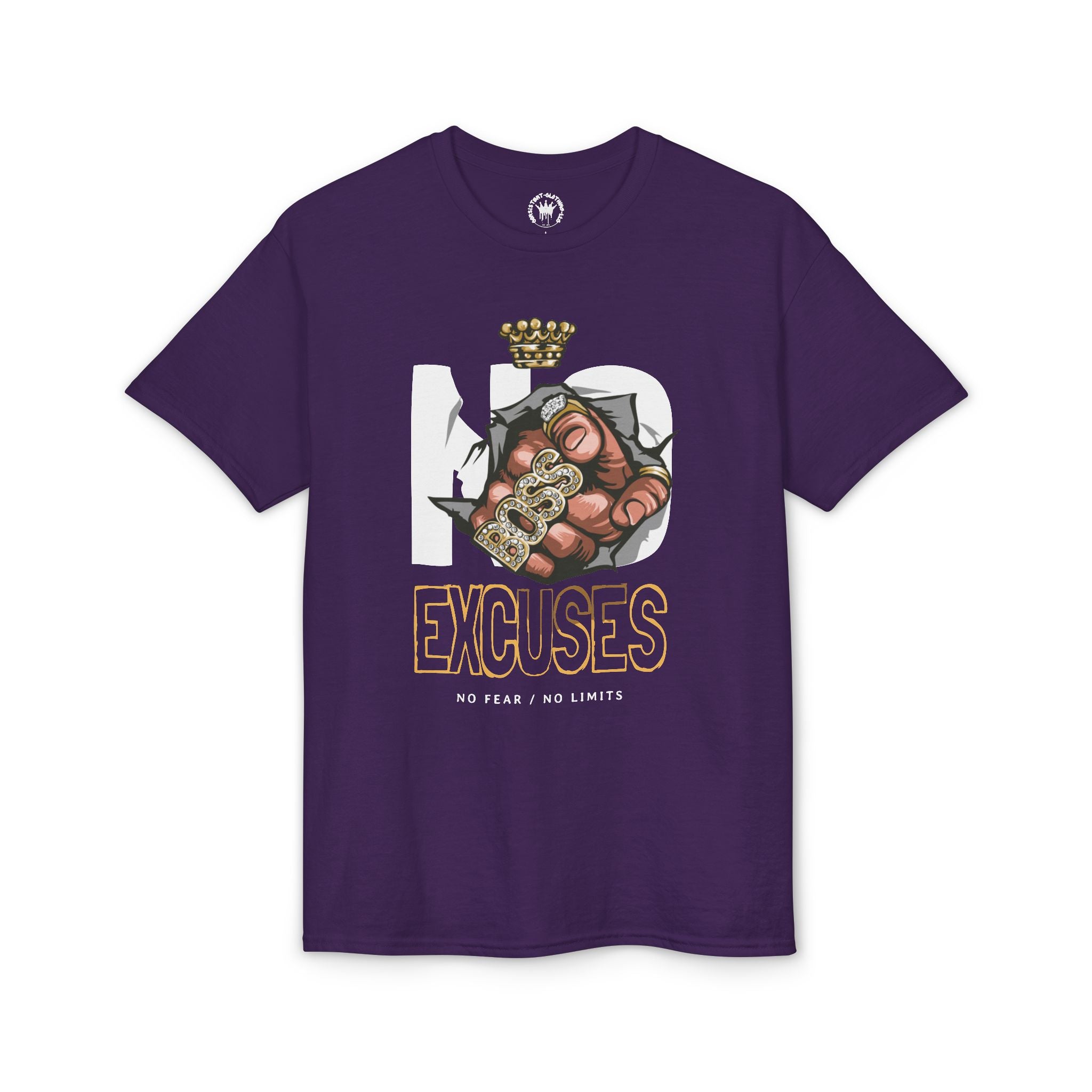 No Excuses T-Shirt – Motivational 'No Fear, No Limits' Graphic Tee