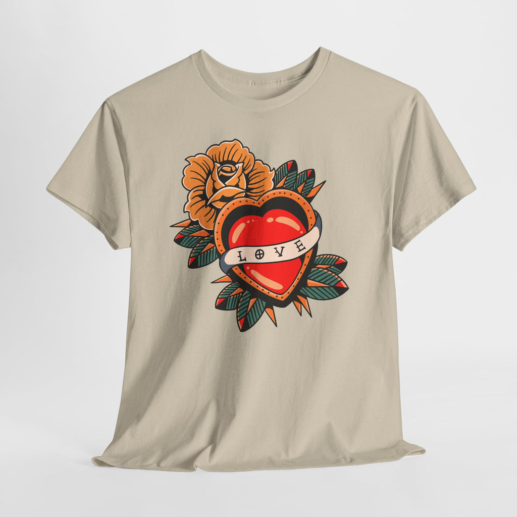 Love Heart Tattoo Tee — Retro Floral Graphic T-Shirt