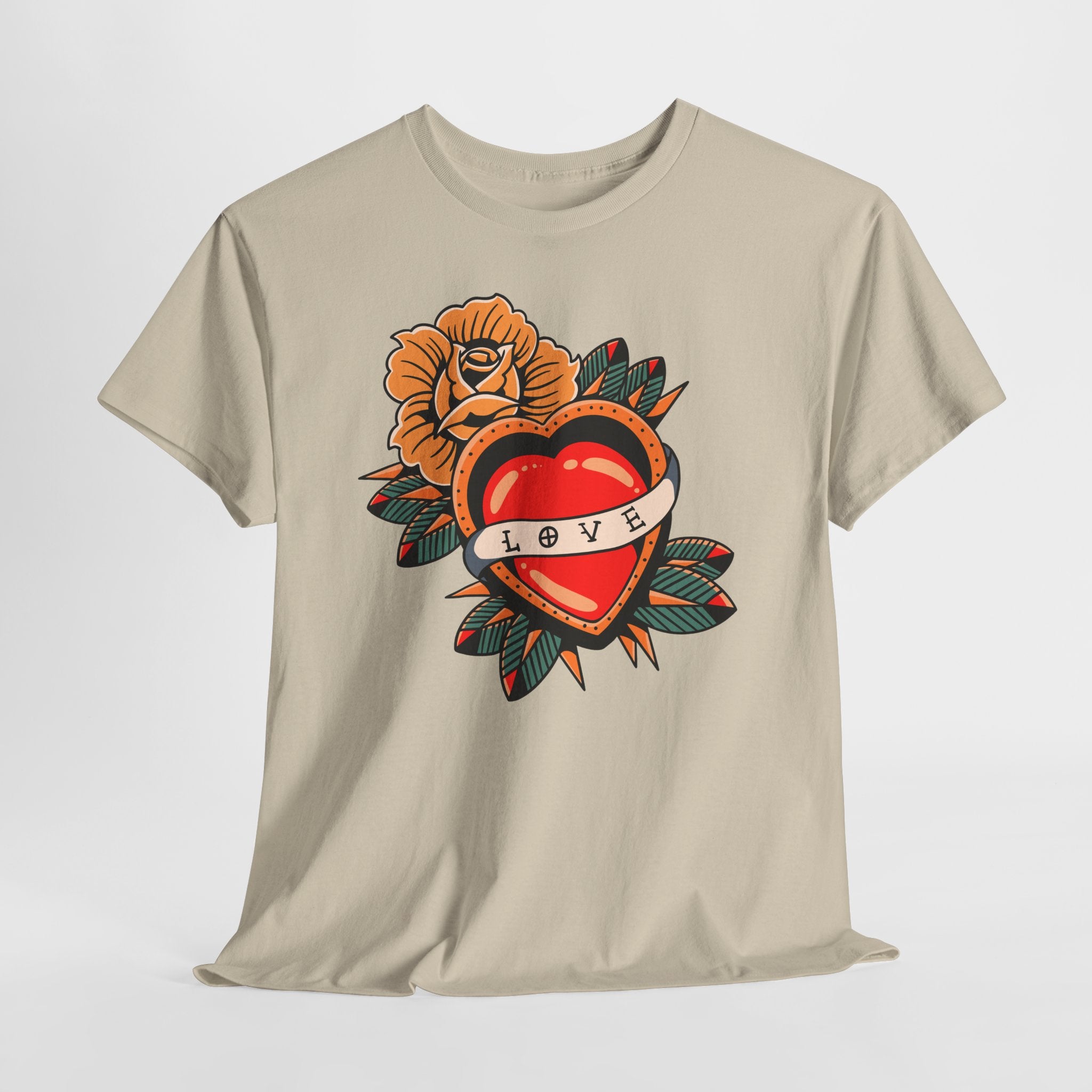 Love Heart Tattoo Tee — Retro Floral Graphic T-Shirt