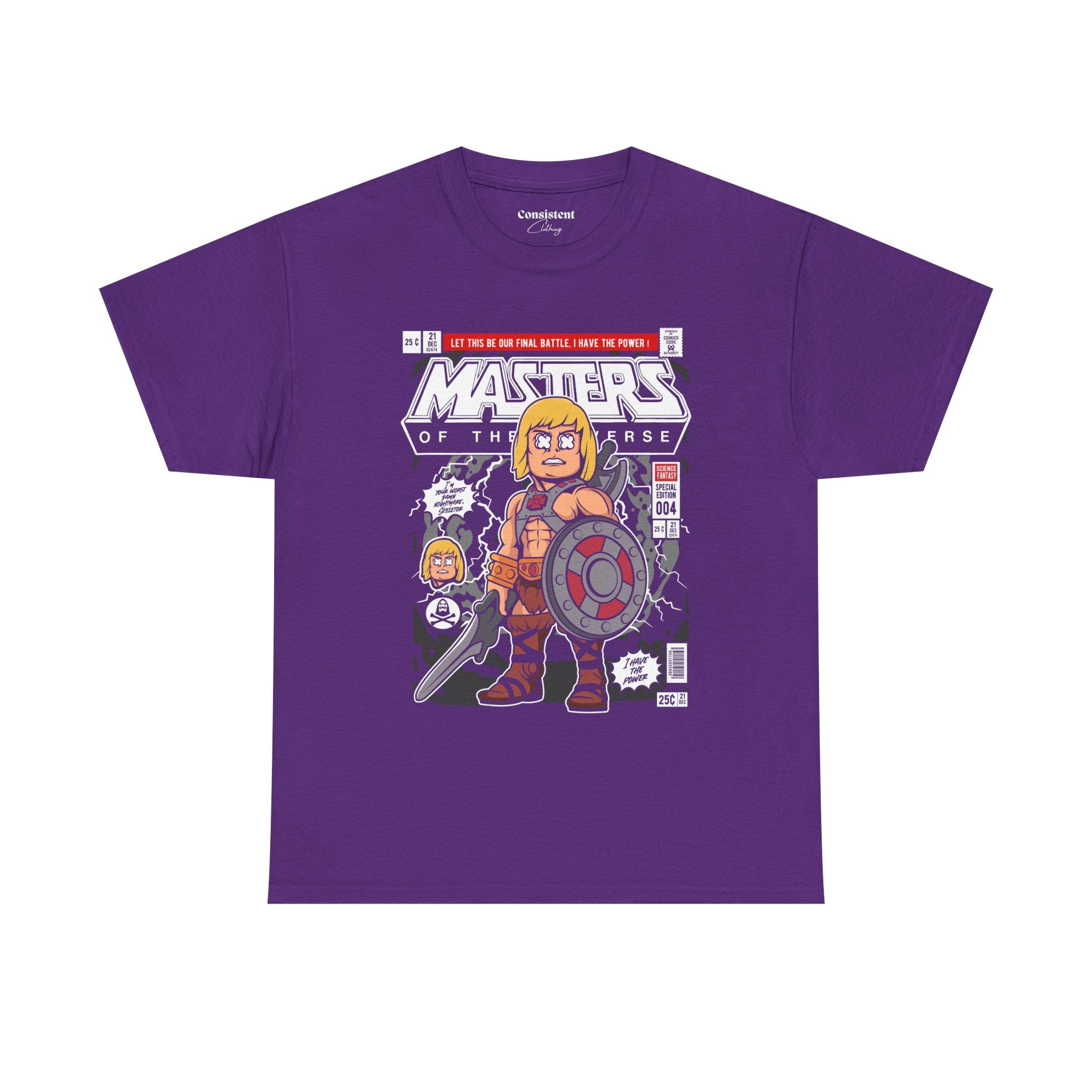 Retro Cartoon He-Man Warrior Graphic T-Shirt