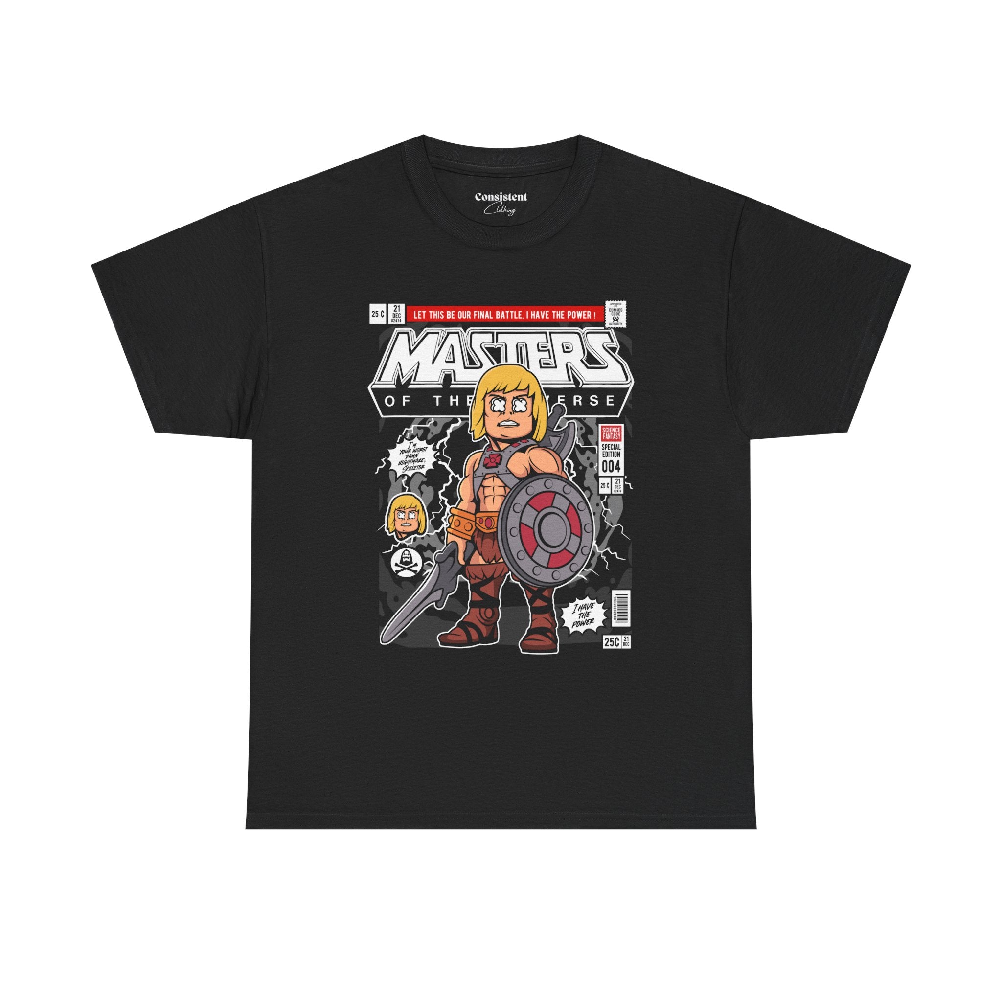 Retro Cartoon He-Man Warrior Graphic T-Shirt