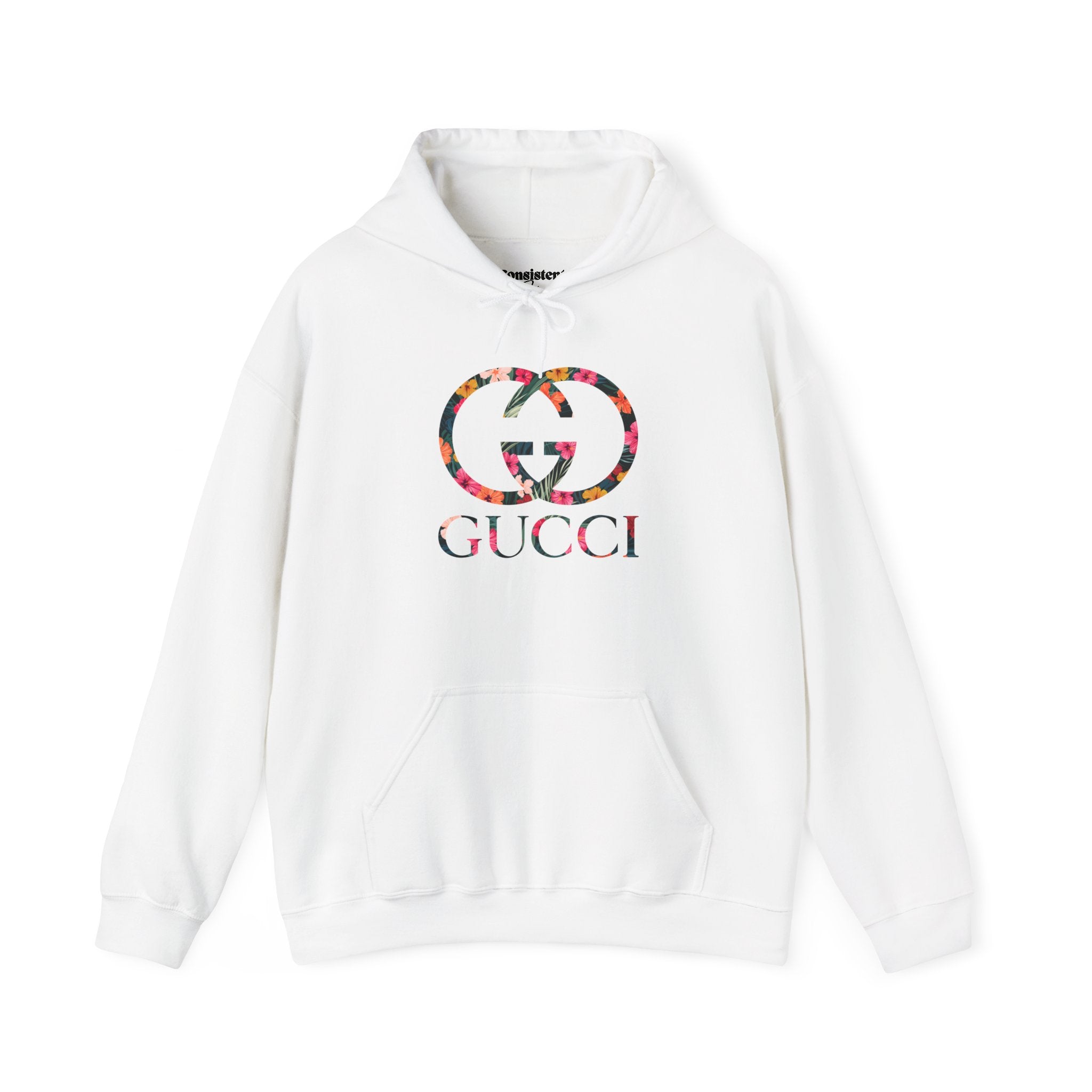 Floral Logo Gucci Hoodie | White Pullover Sweatshirt
