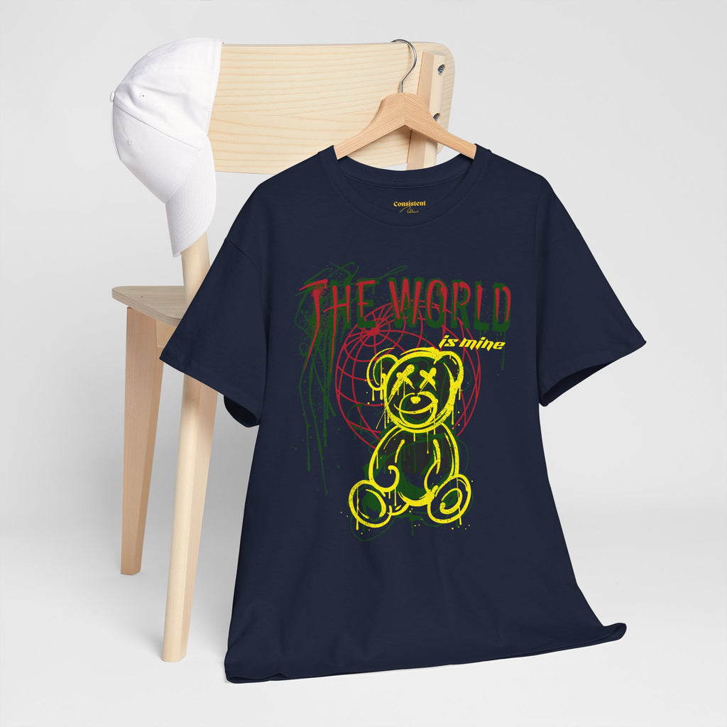 The World Is Mine Teddy Tee — Grunge Teddy Bear Graphic T-Shirt