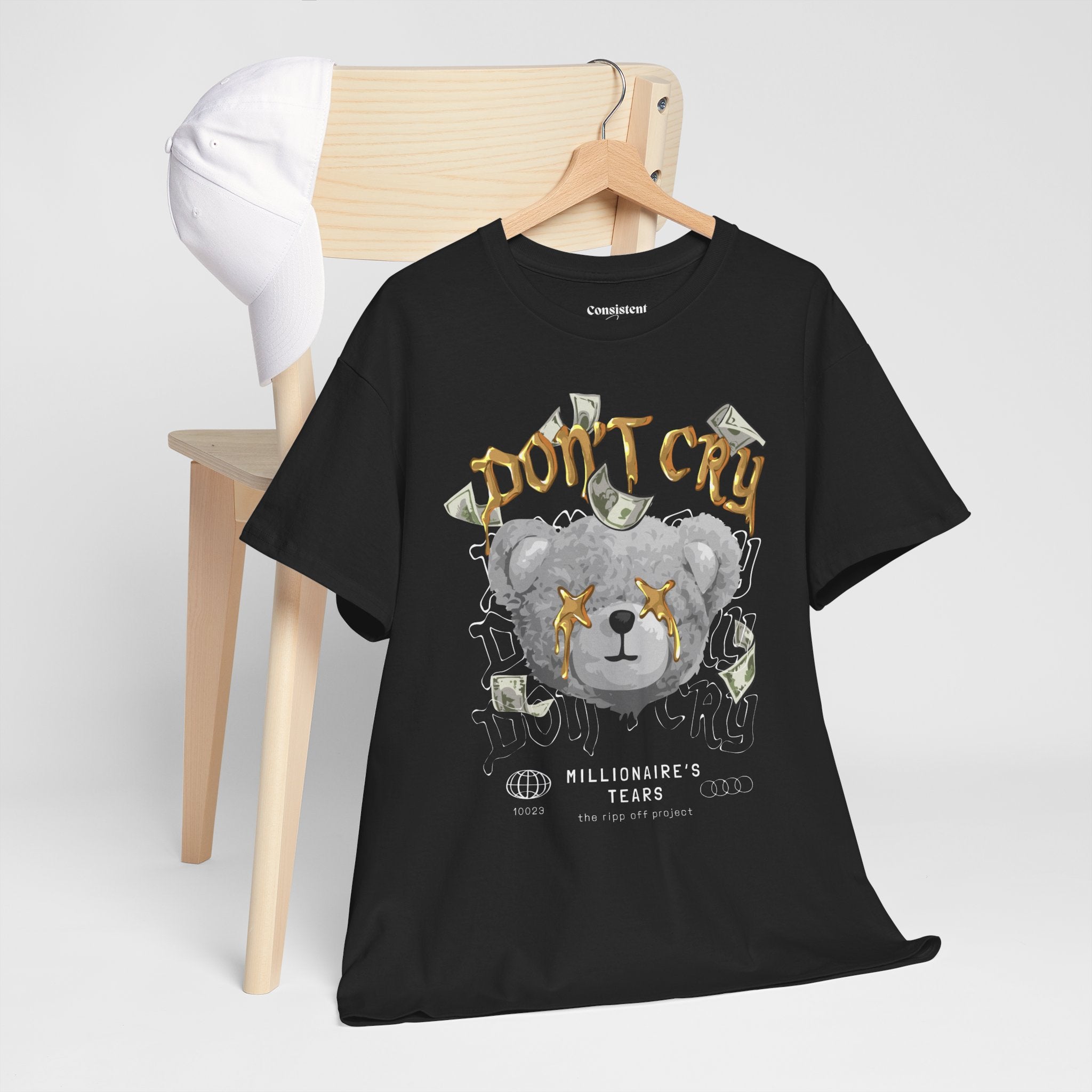 Don't Cry Teddy Graphic Tee — "Millionaire's Tears" Streetwear T-Shirt