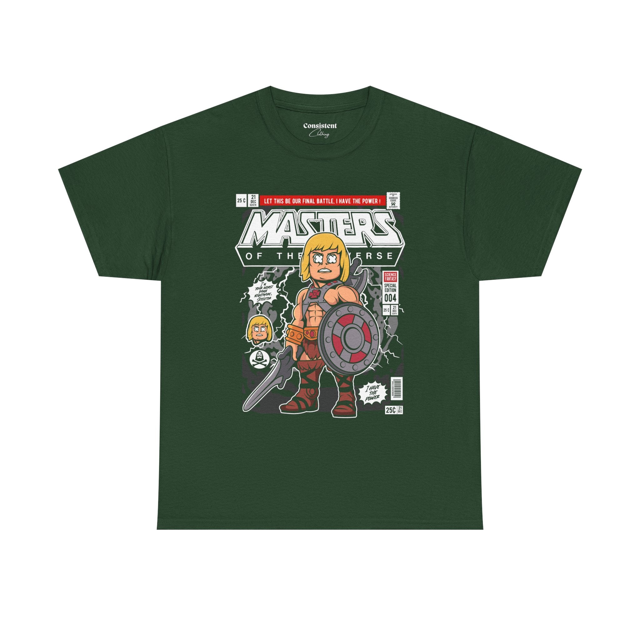 Retro Cartoon He-Man Warrior Graphic T-Shirt