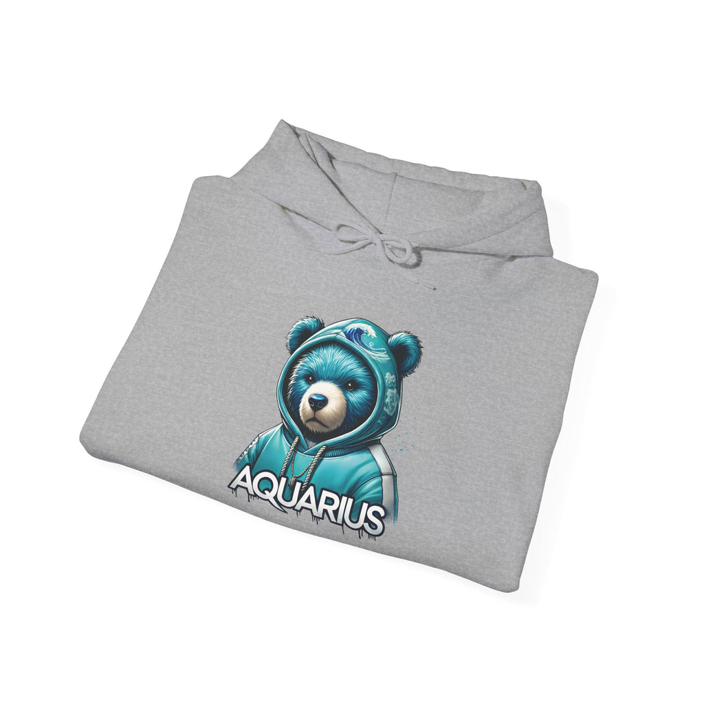 Aquarius Teddy Bear Hoodie | Zodiac Bear Graphic Sweatshirt