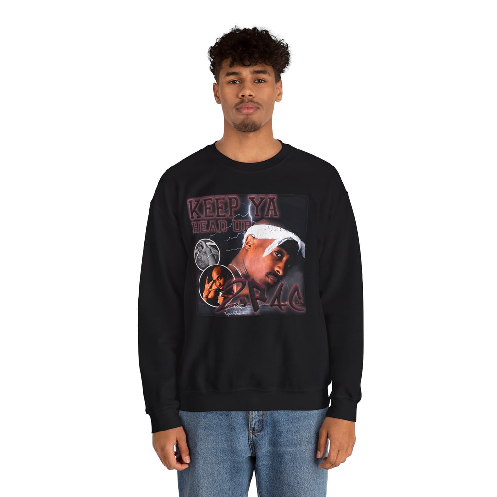 Retro Hip-Hop Graphic Sweatshirt — Keep Ya Head Up Design