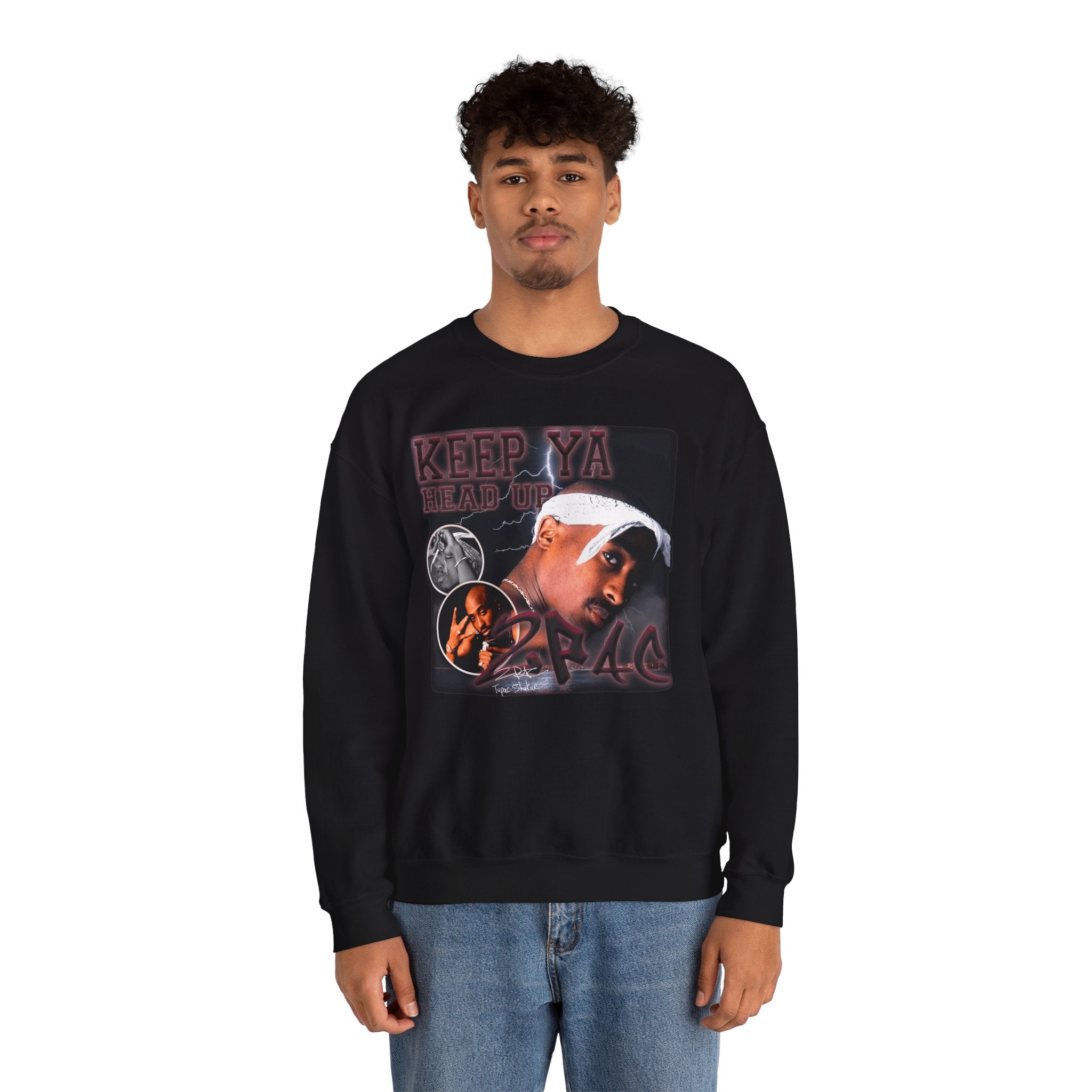 Retro Hip-Hop Graphic Sweatshirt — Keep Ya Head Up Design