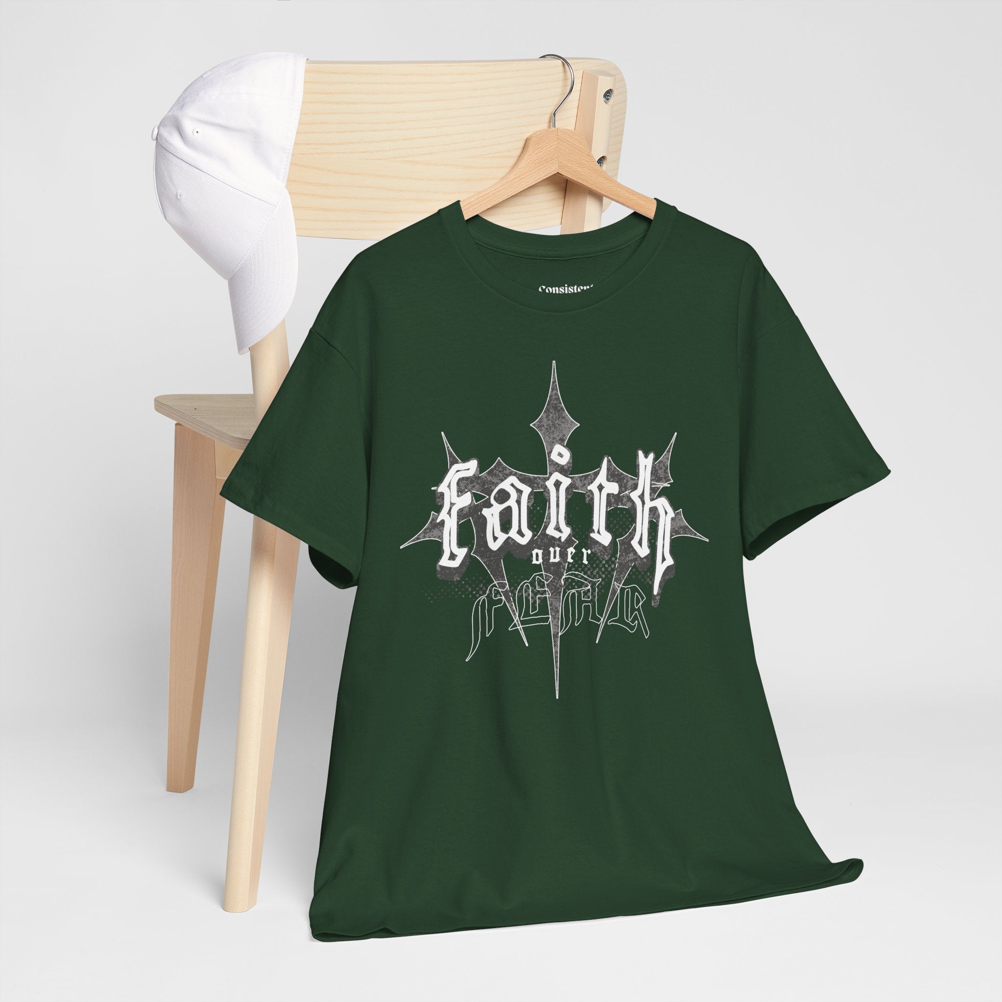 Faith Over Fear Graphic Tee — Dark Metal Band Style Shirt