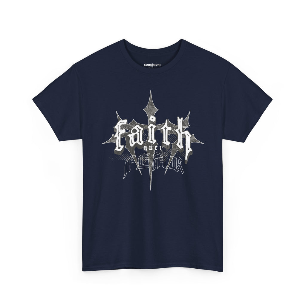 Faith Over Fear Graphic Tee — Dark Metal Band Style Shirt