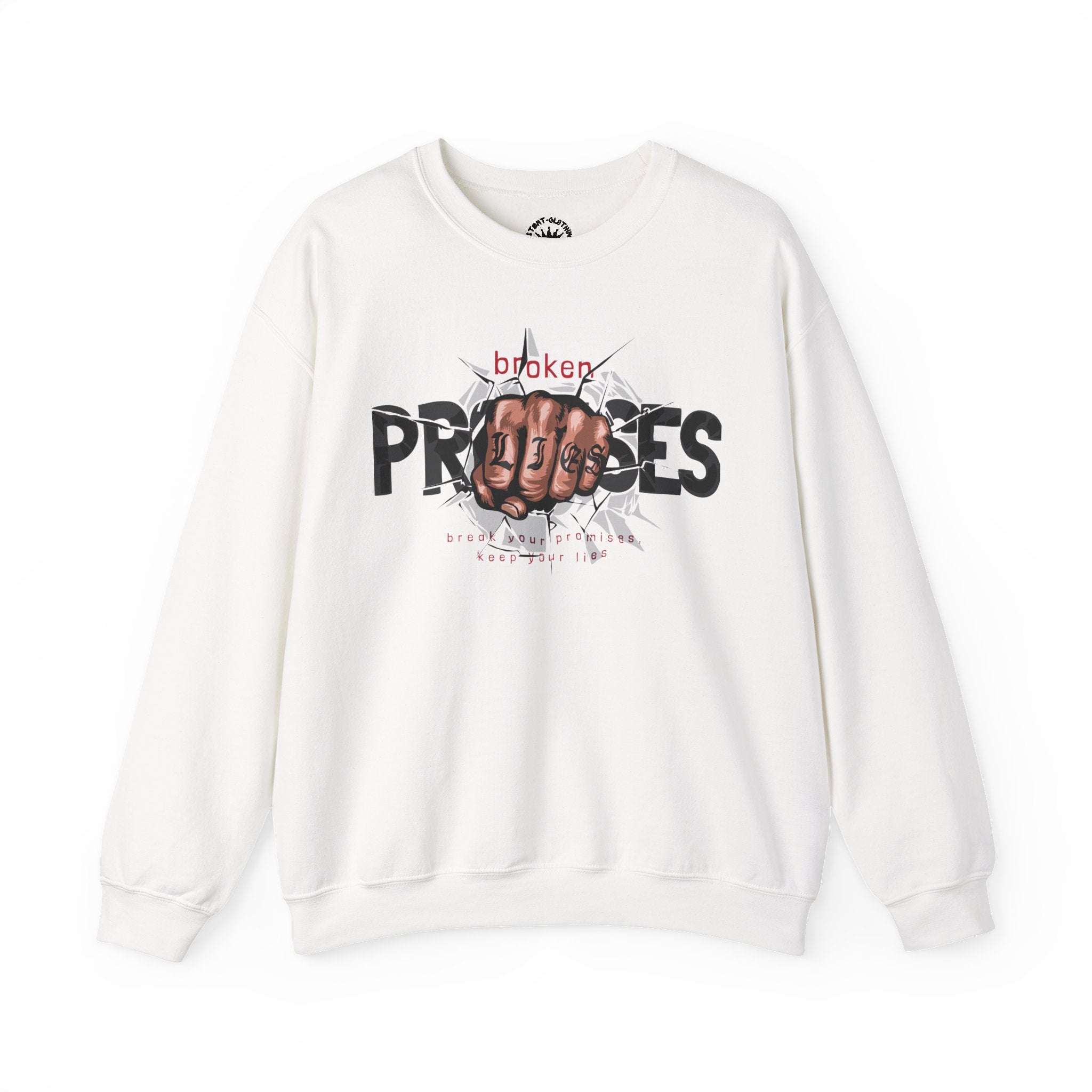 Crewneck Sweatshirt - 'Broken Promises' Graphic Fist Design