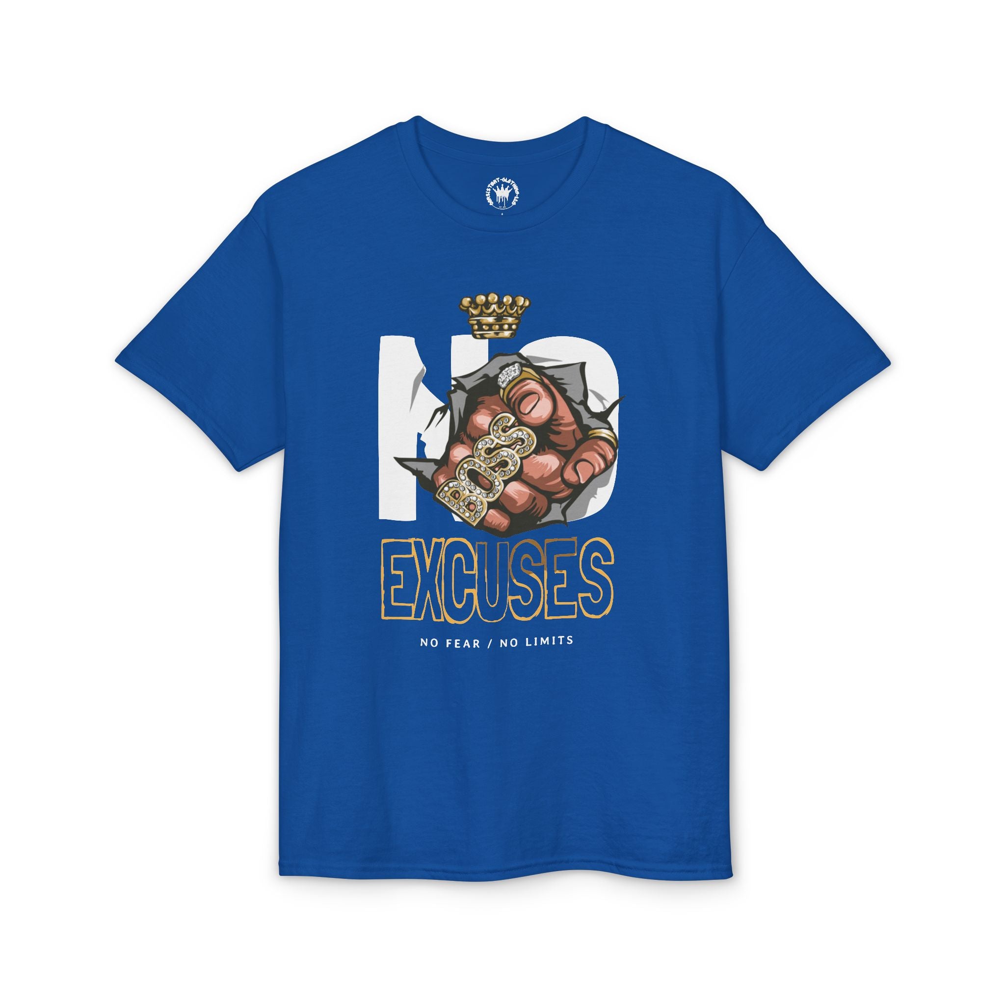 No Excuses T-Shirt – Motivational 'No Fear, No Limits' Graphic Tee