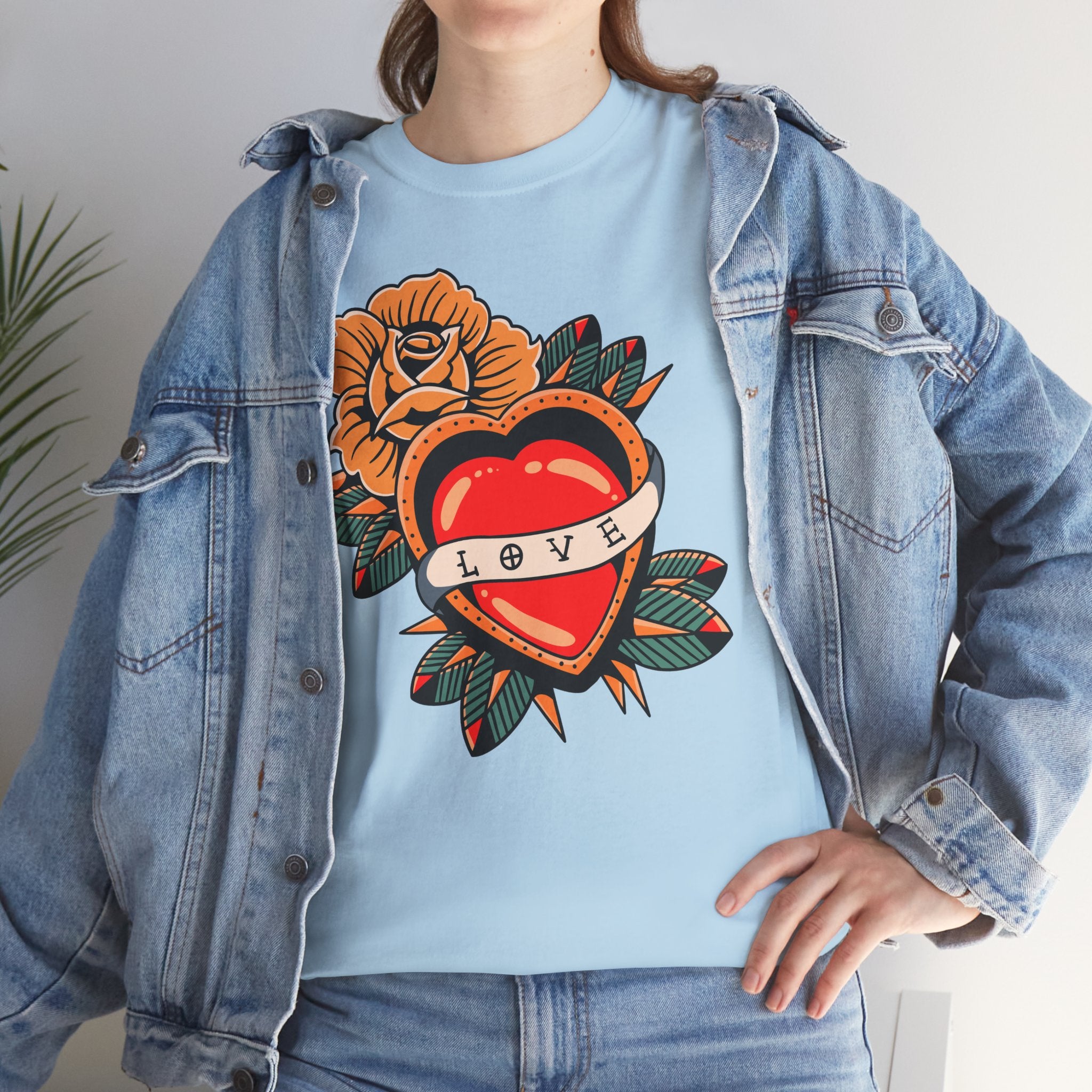 Love Heart Tattoo Tee — Retro Floral Graphic T-Shirt