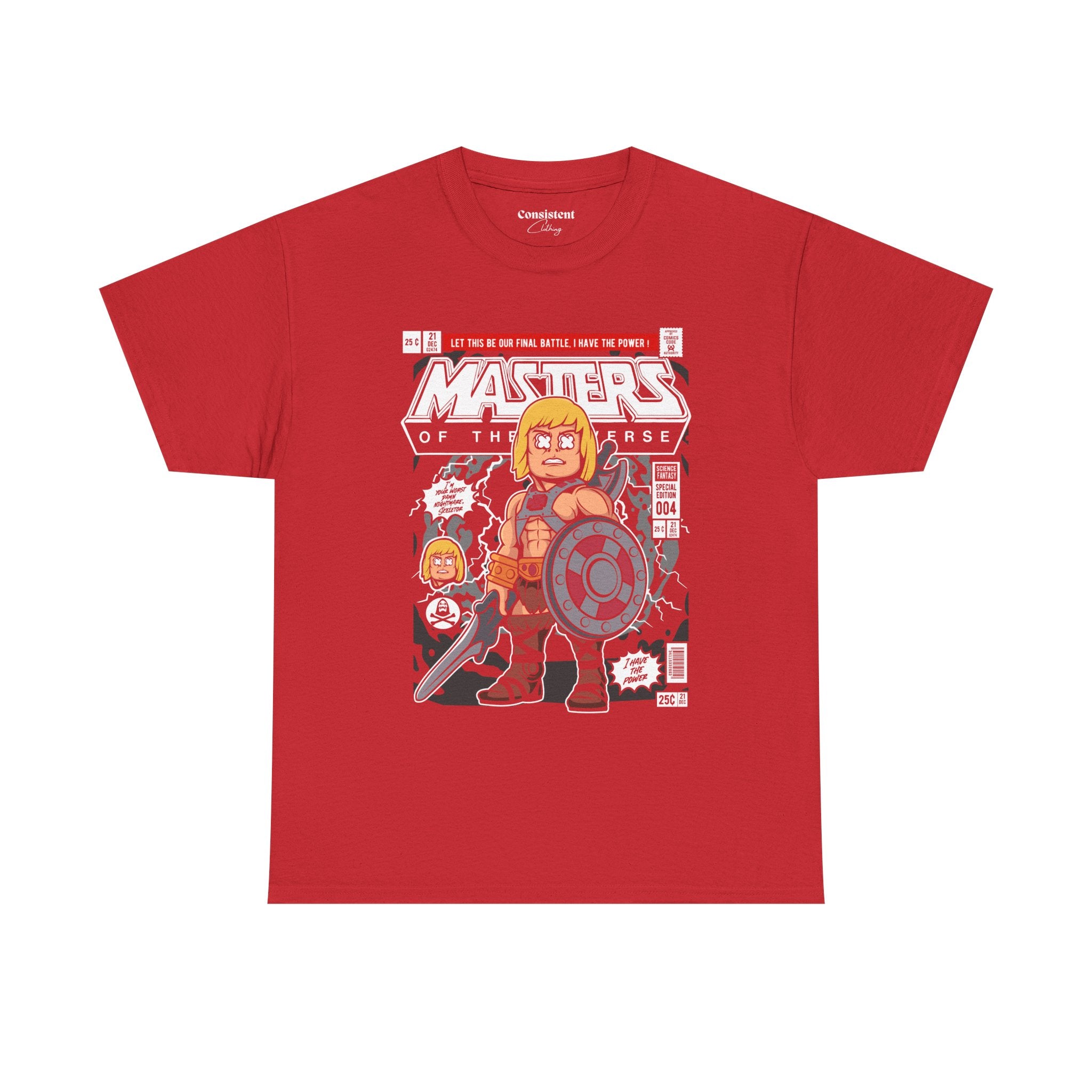 Retro Cartoon He-Man Warrior Graphic T-Shirt