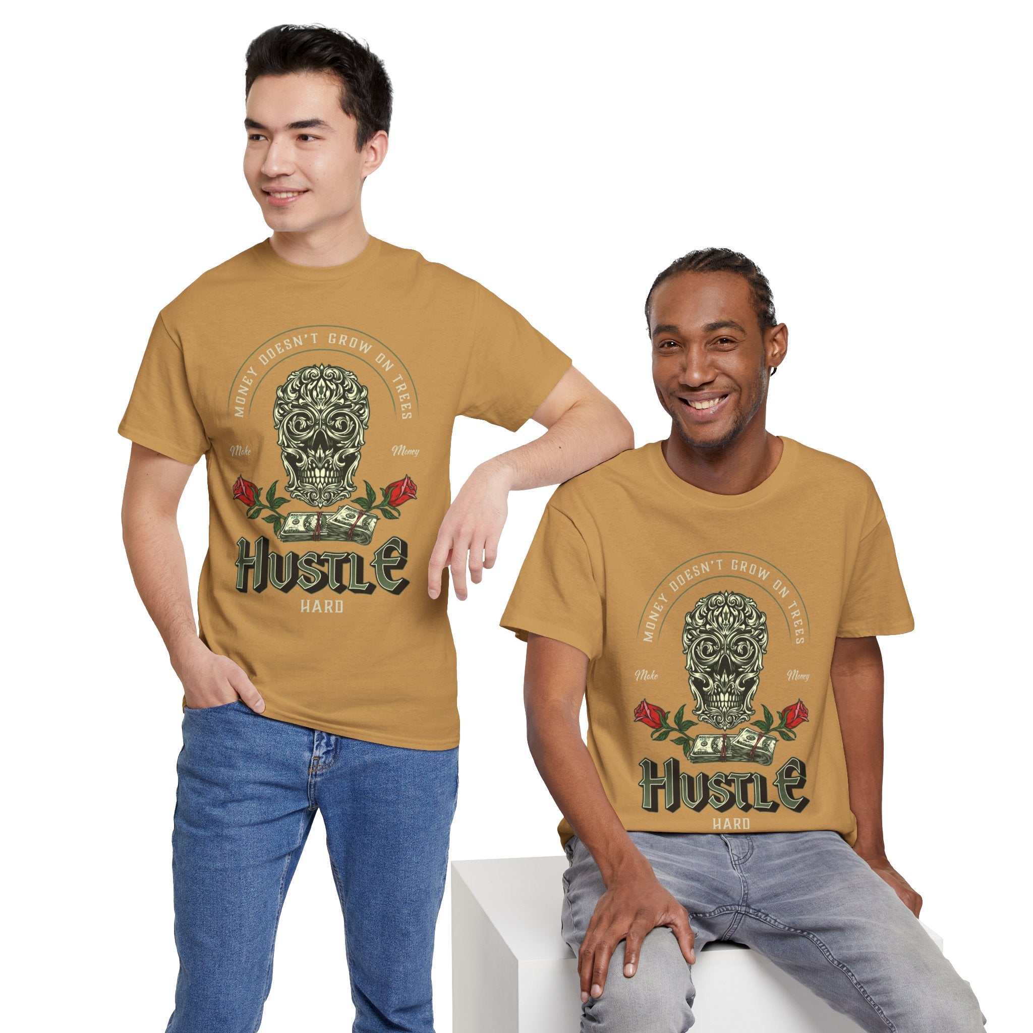 Hustle Hard Skull Tee — Money Doesn’t Grow on Trees Graphic T-Shirt