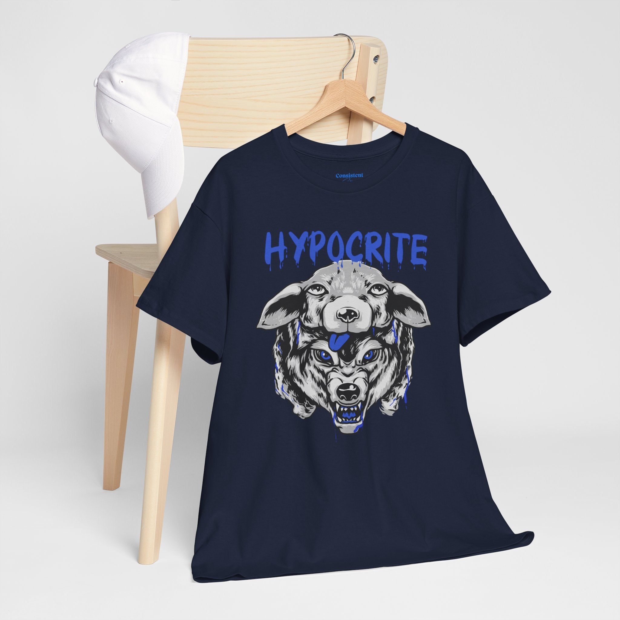 Hypocrite Wolf T-Shirt — Bold Graphic Tee with Dual-Head Wolf Design