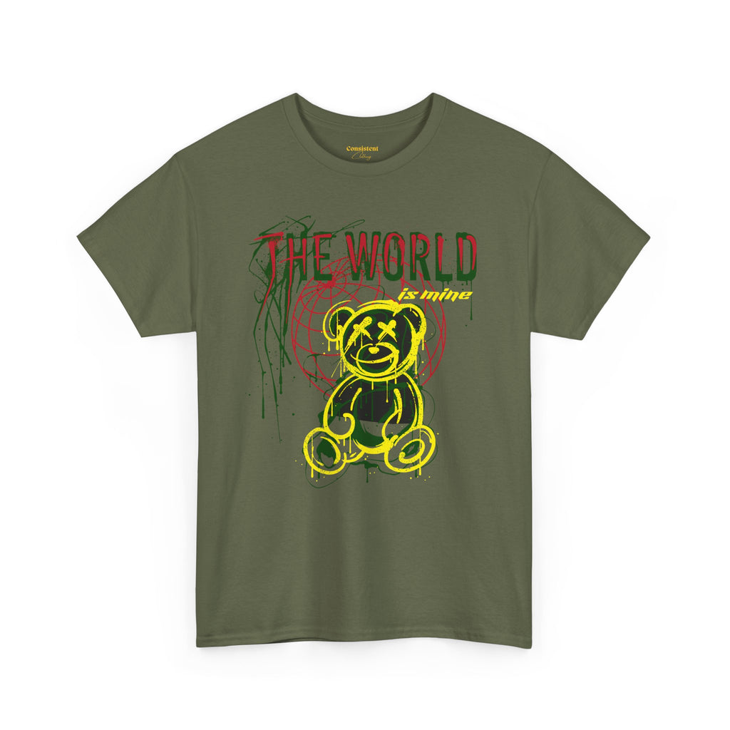 The World Is Mine Teddy Tee — Grunge Teddy Bear Graphic T-Shirt