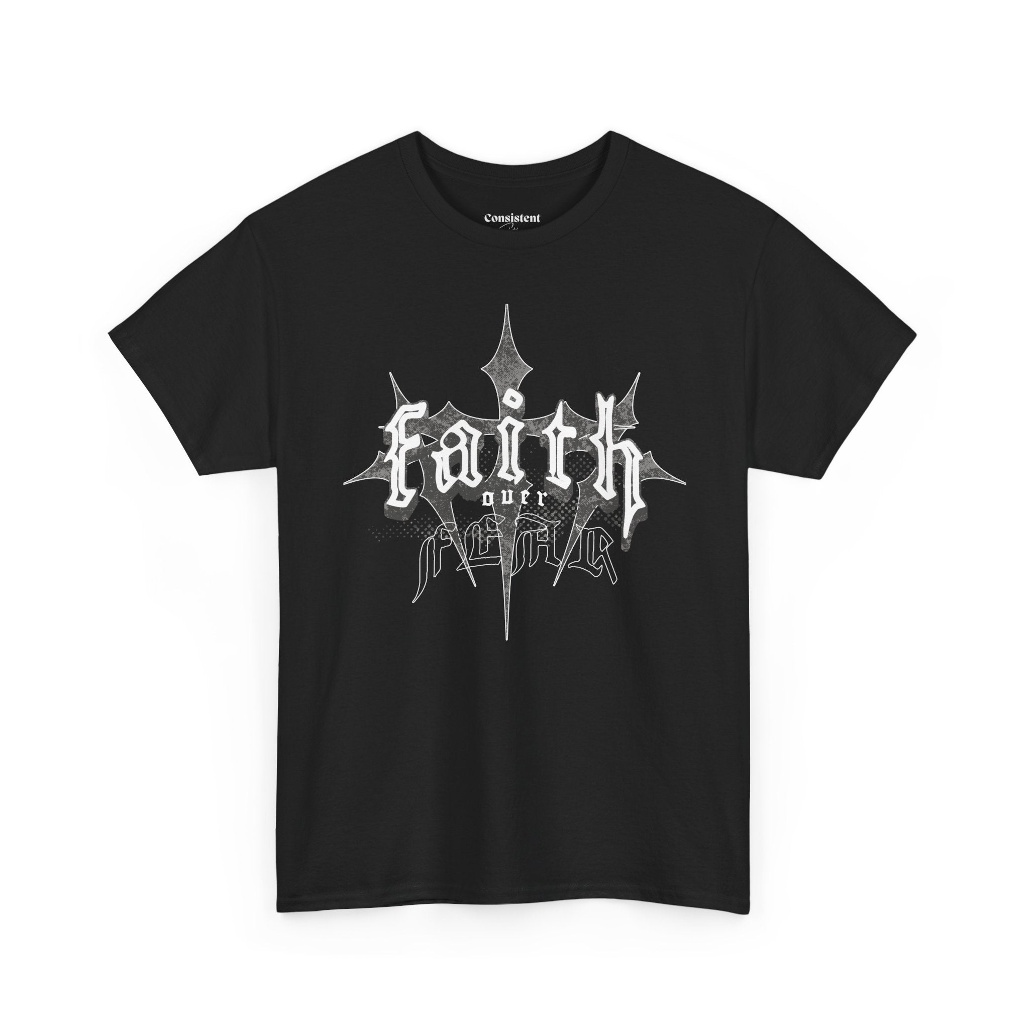 Faith Over Fear Graphic Tee — Dark Metal Band Style Shirt