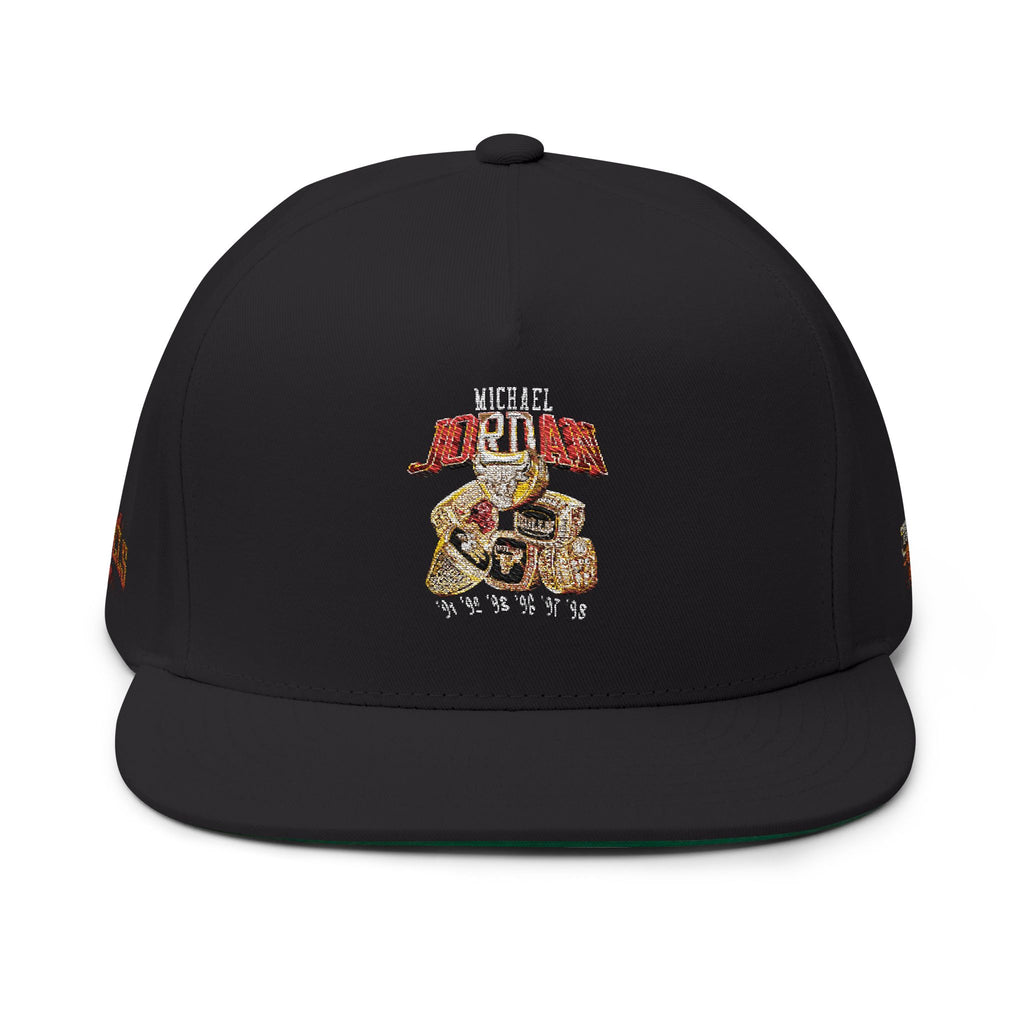 Embroidered Flat Bill Cap — Retro Michael Jordan Basketball Logo