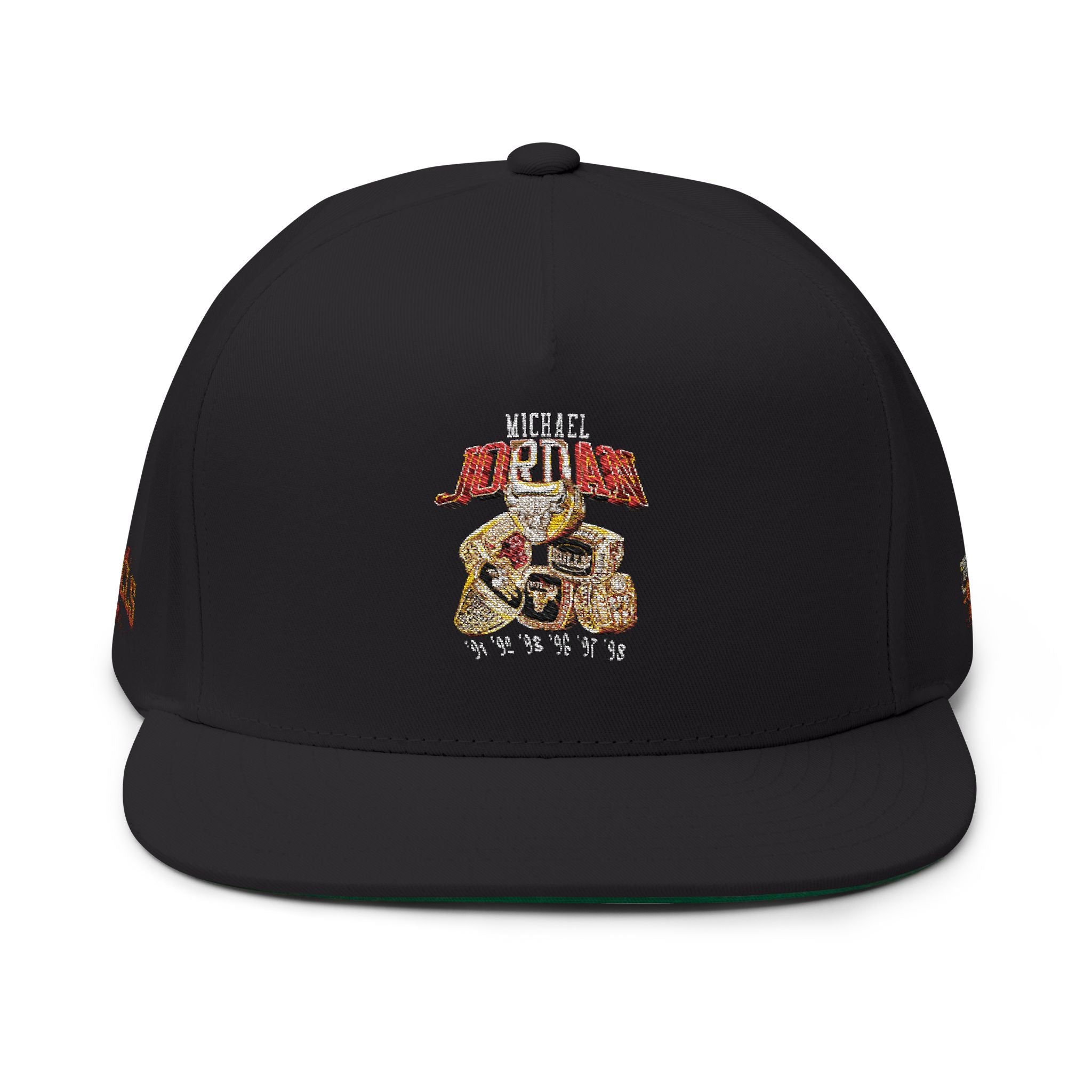 Embroidered Flat Bill Cap — Retro Michael Jordan Basketball Logo
