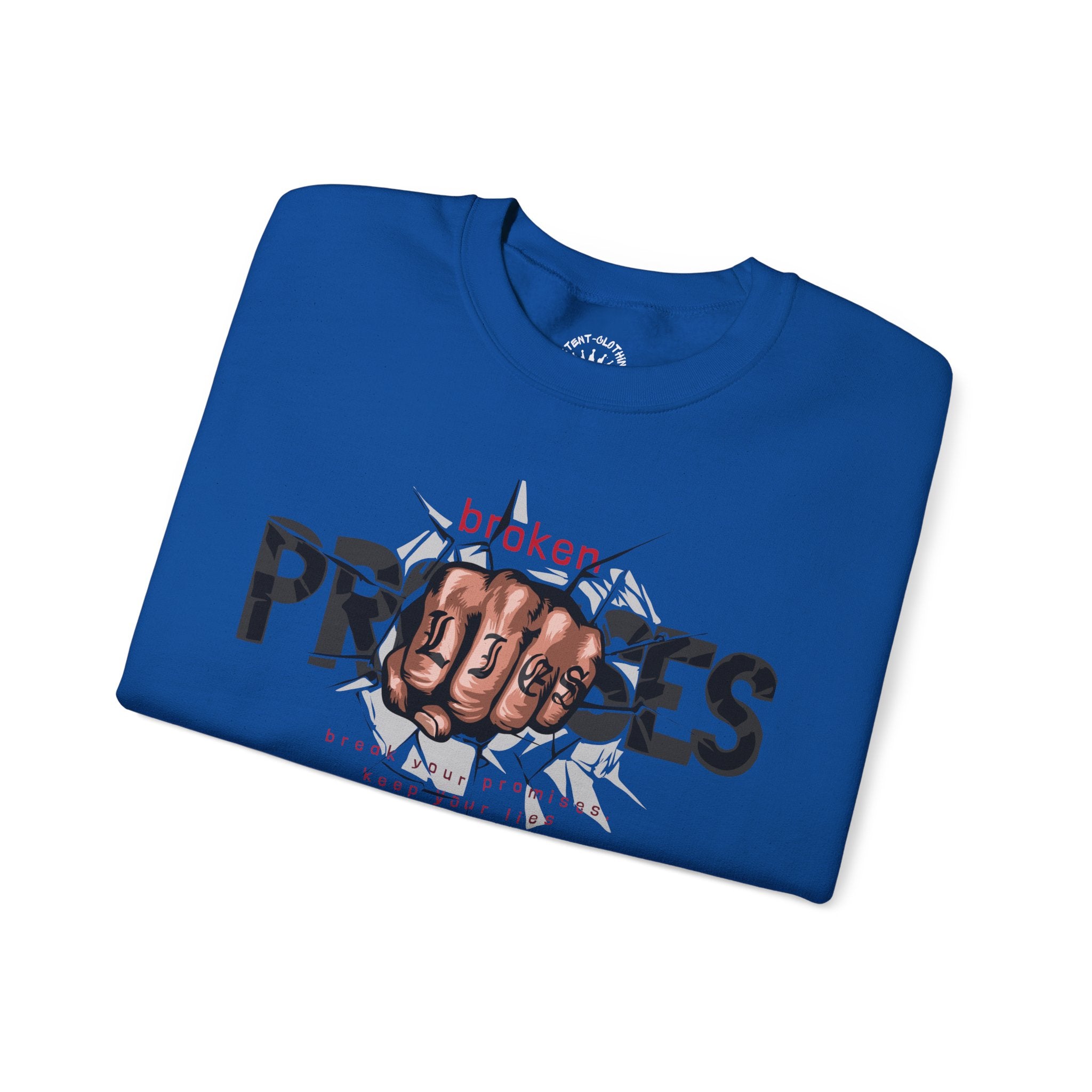 Crewneck Sweatshirt - 'Broken Promises' Graphic Fist Design