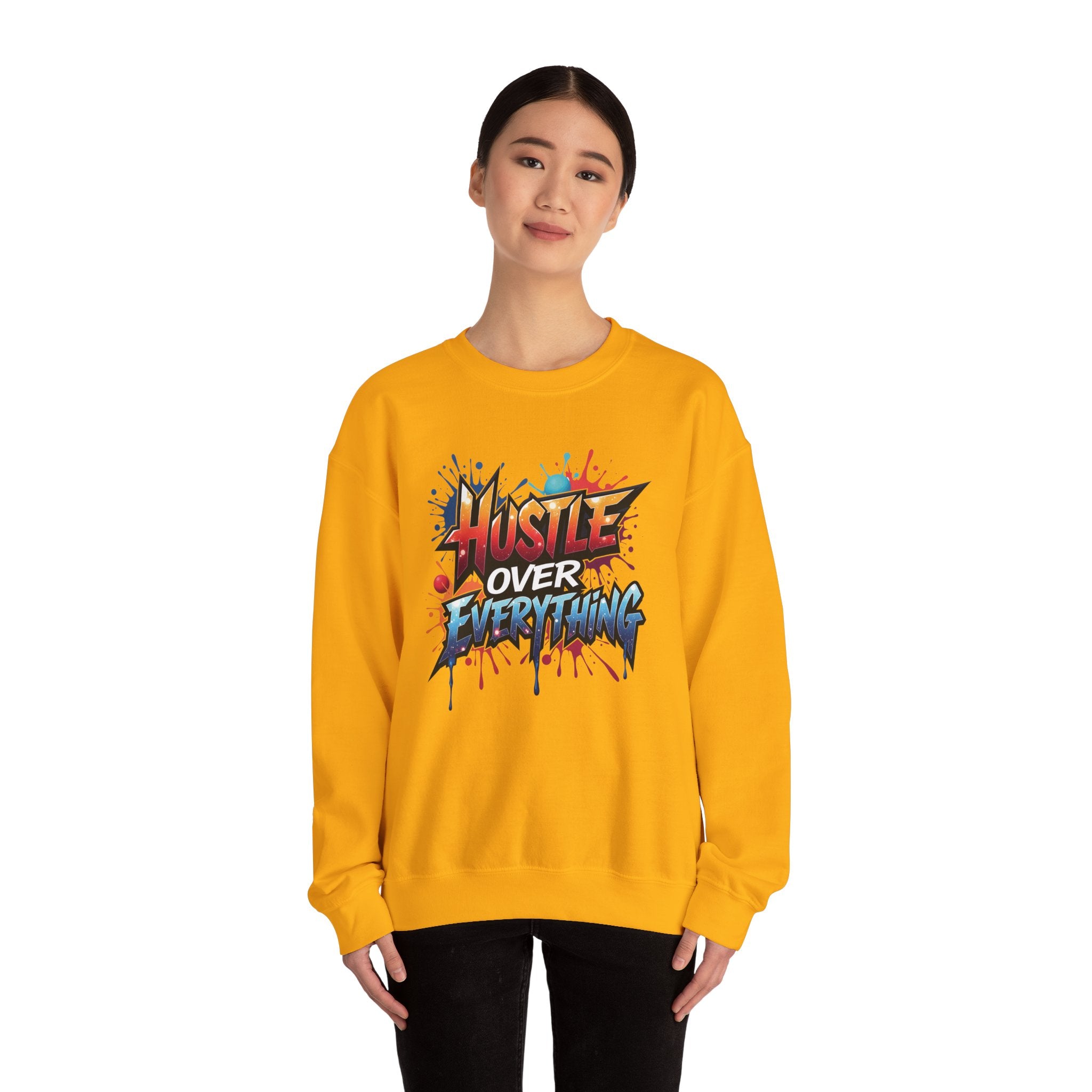 Hustle Over Everything Crewneck Sweatshirt | Graffiti Motivational Street Art
