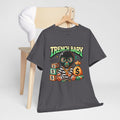 Trench Baby Tee — Graphic Streetwear Shirt with Money Mask Baby Design