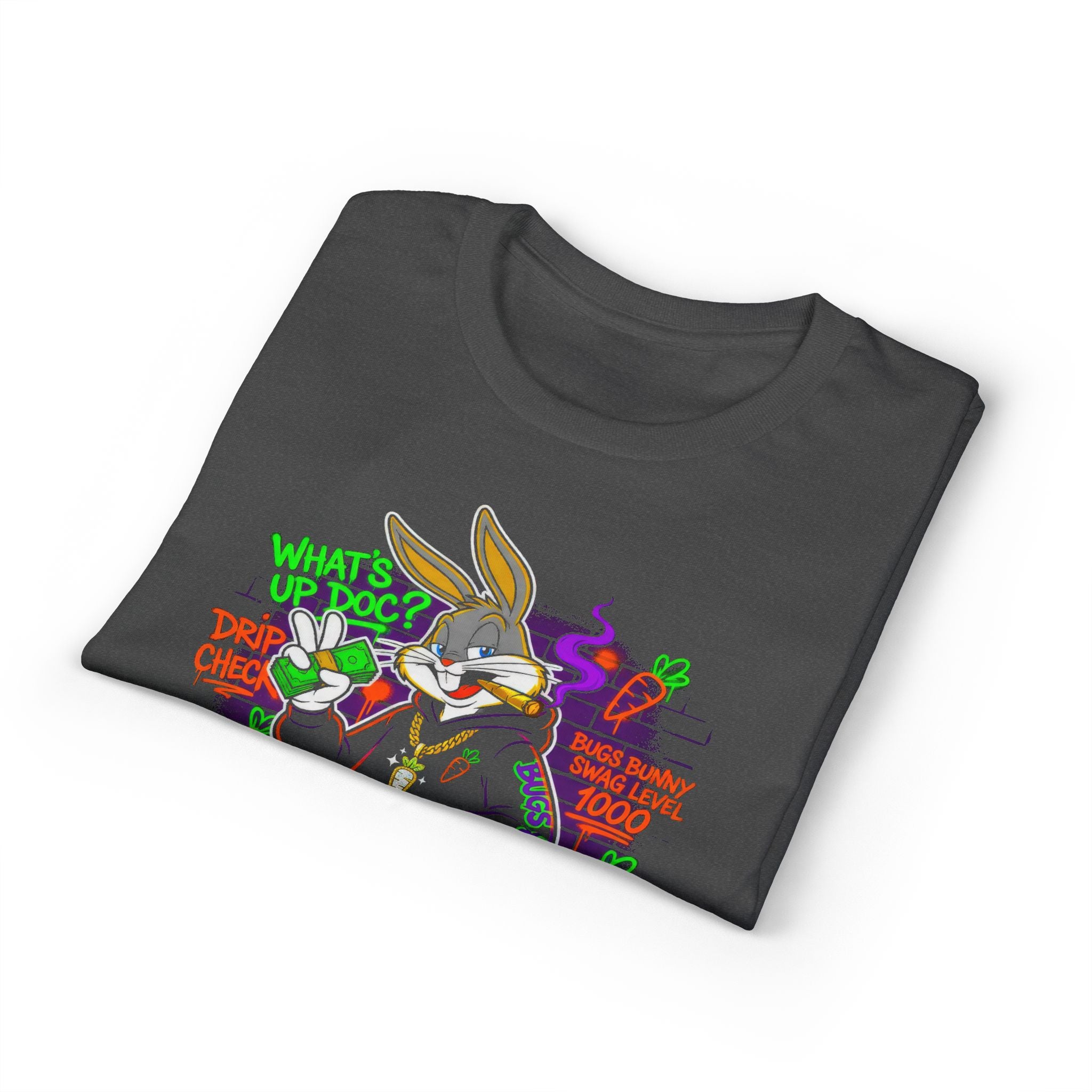 Neon Gangster Bunny Graphic T-Shirt — "What's Up Doc?" Streetwear Tee