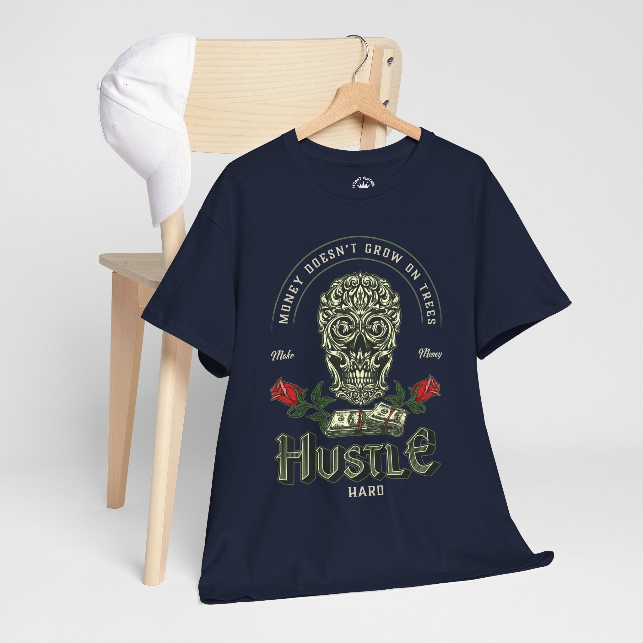 Hustle Hard Skull Tee — Money Doesn’t Grow on Trees Graphic T-Shirt