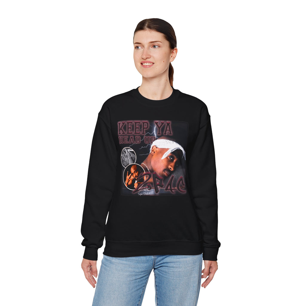 Retro Hip-Hop Graphic Sweatshirt — Keep Ya Head Up Design