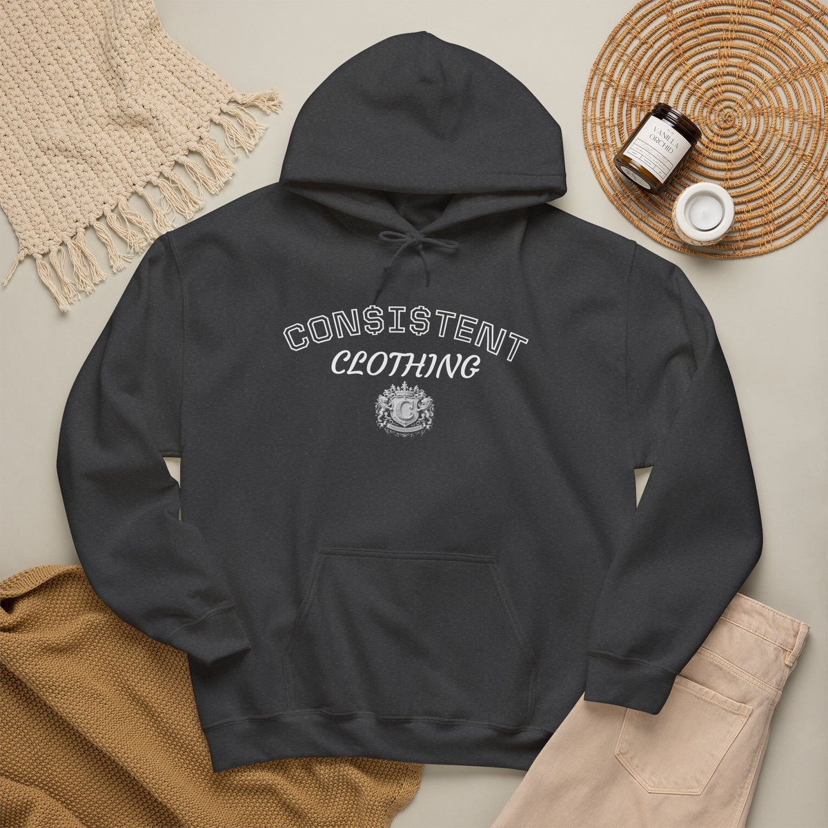 Consistent Clothing Crest Hoodie — Vintage Collegiate Logo Pullover