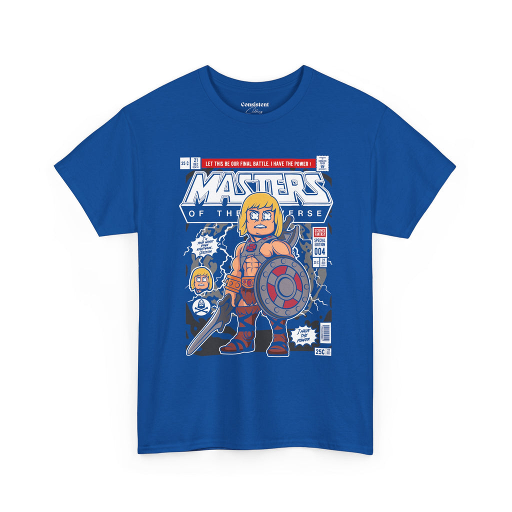 Retro Cartoon He-Man Warrior Graphic T-Shirt