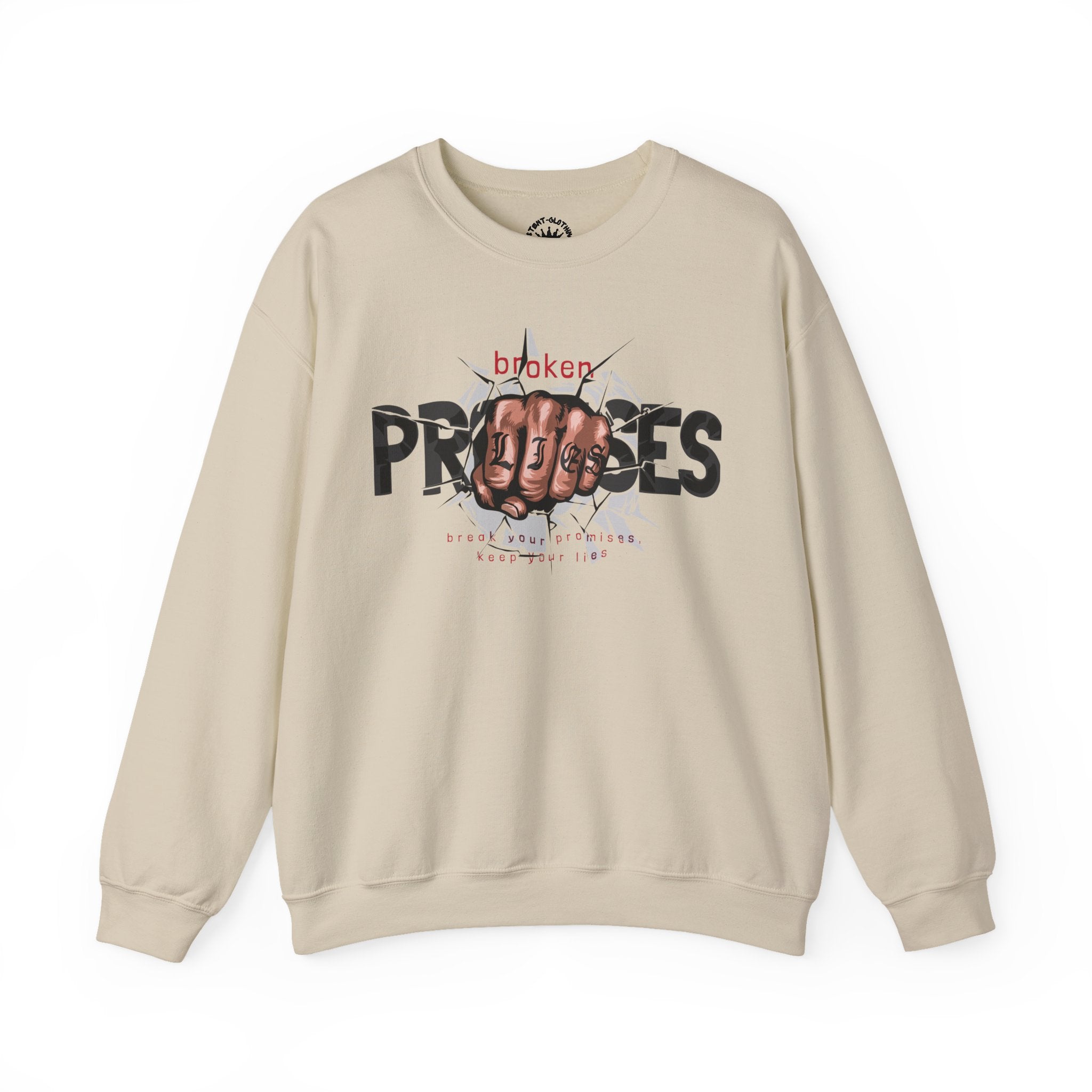 Crewneck Sweatshirt - 'Broken Promises' Graphic Fist Design