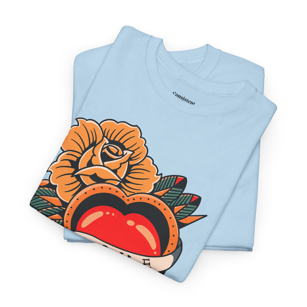 Love Heart Tattoo Tee — Retro Floral Graphic T-Shirt