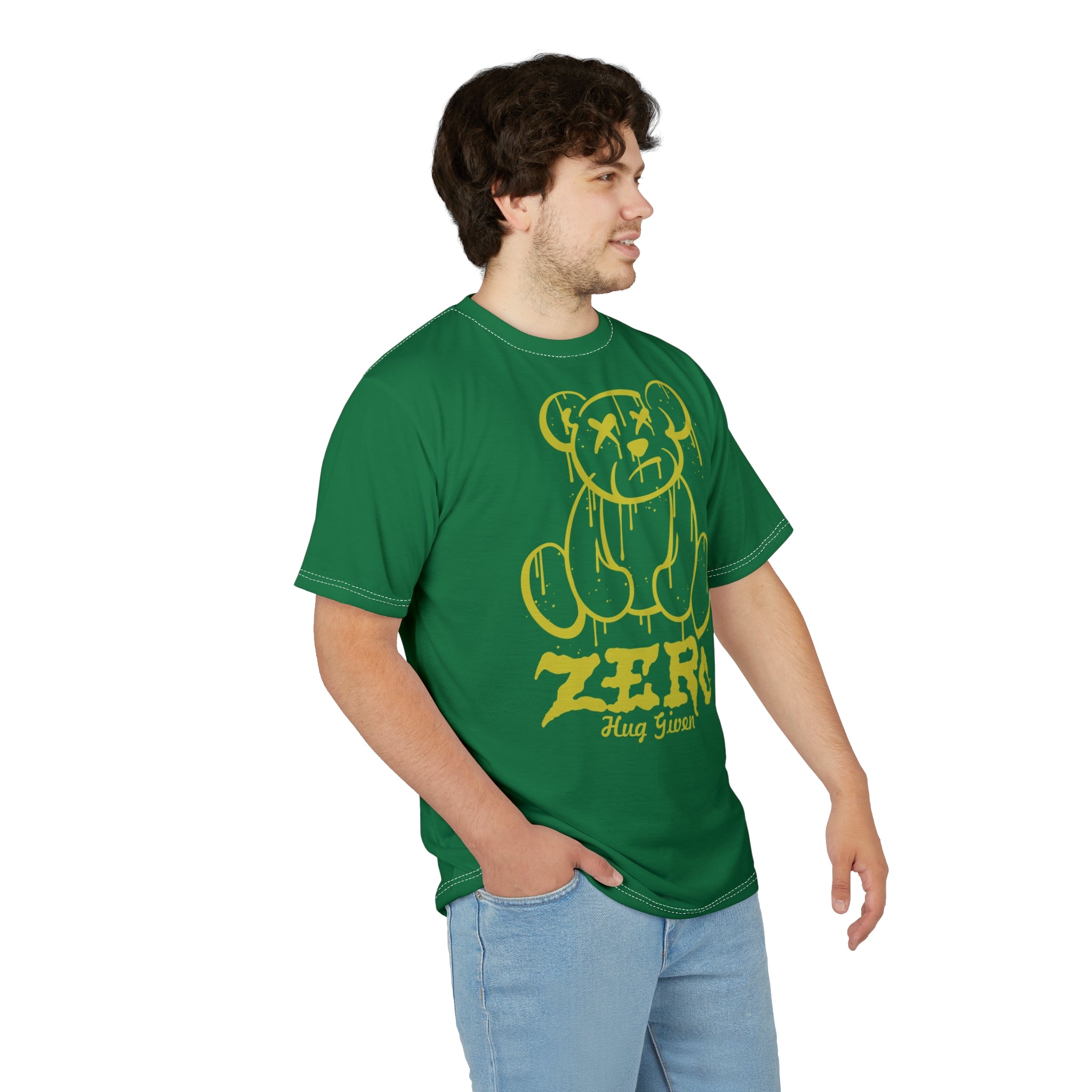 Zero Hug Given Tee — Grunge Drip Bear Graphic T-Shirt