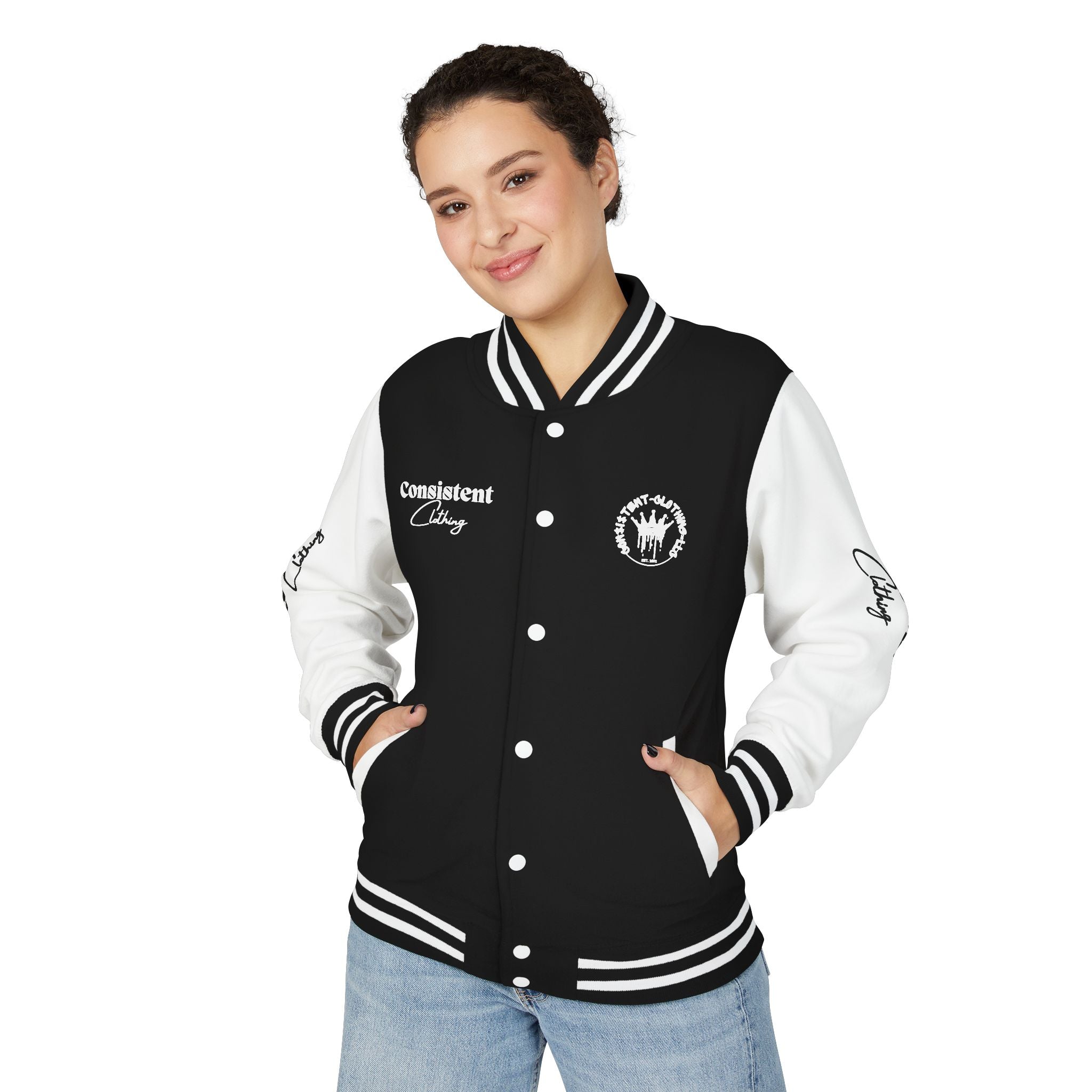 Crowned White Tiger Varsity Jacket — Consistent Clothing Letterman Jacket