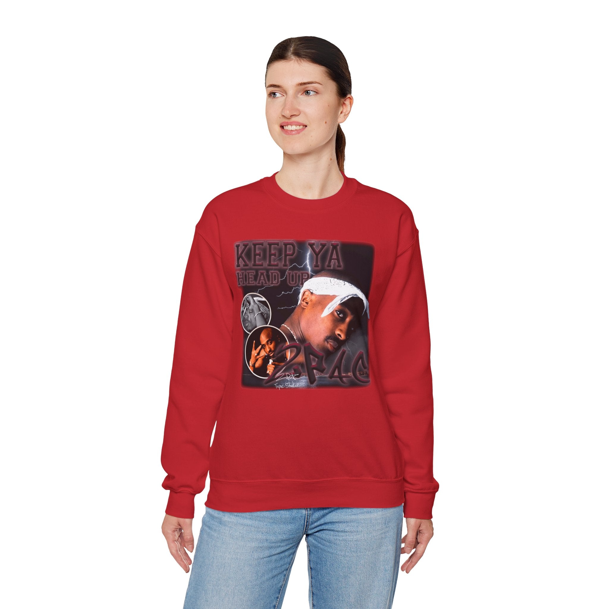 Retro Hip-Hop Graphic Sweatshirt — Keep Ya Head Up Design