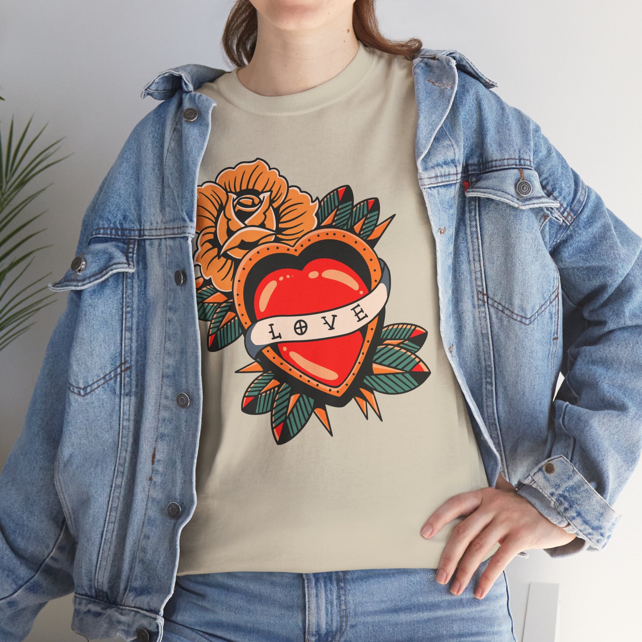 Love Heart Tattoo Tee — Retro Floral Graphic T-Shirt