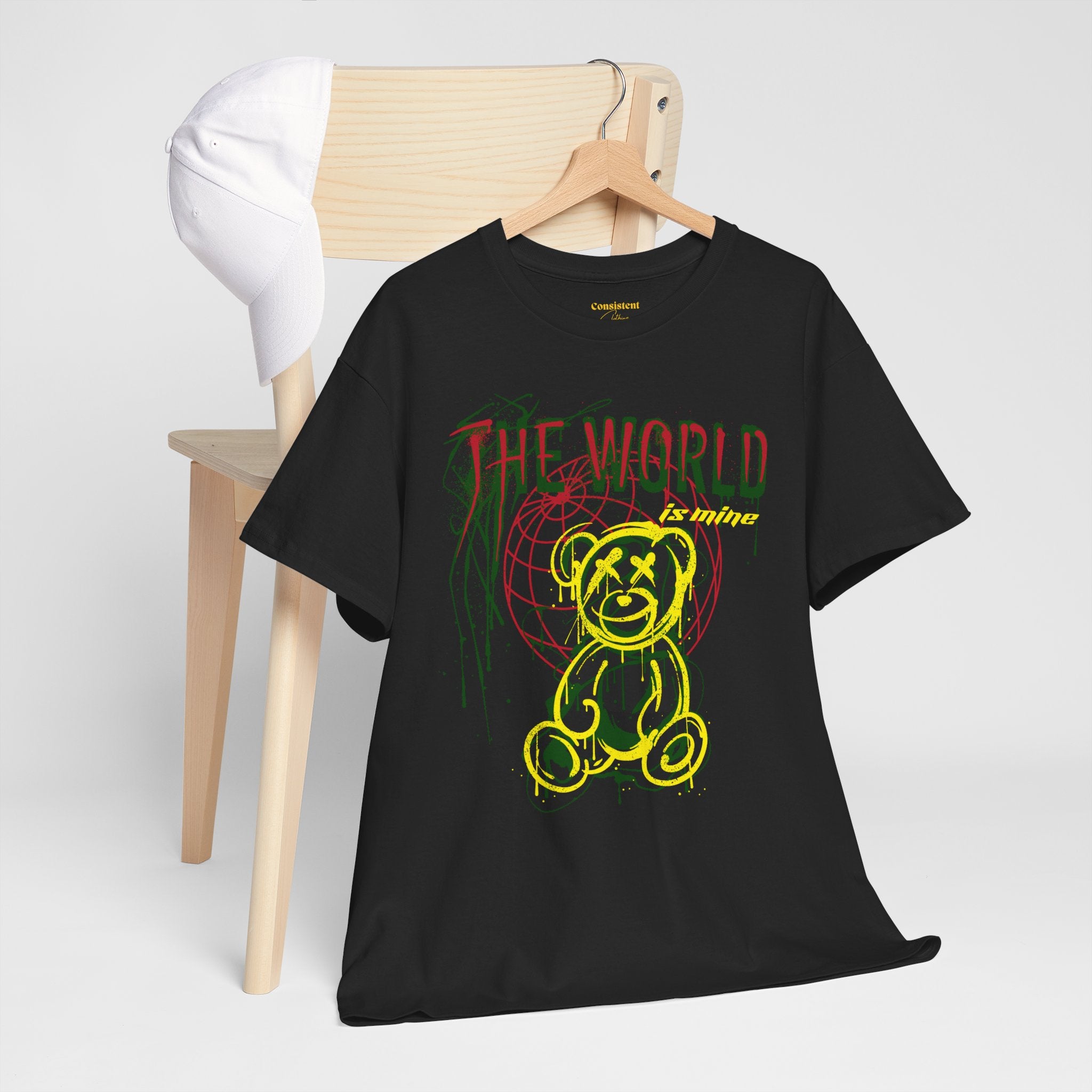 The World Is Mine Teddy Tee — Grunge Teddy Bear Graphic T-Shirt