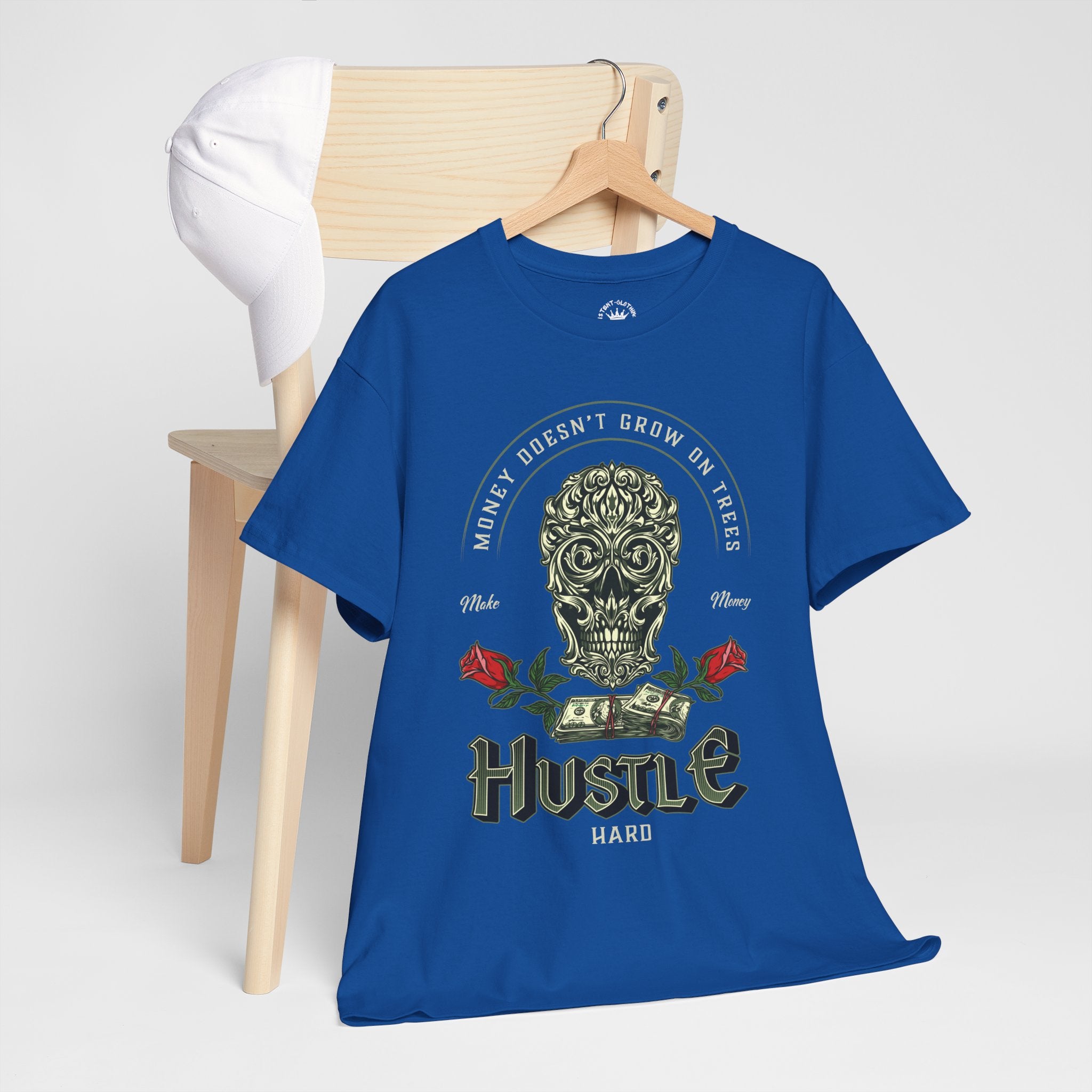 Hustle Hard Skull Tee — Money Doesn’t Grow on Trees Graphic T-Shirt